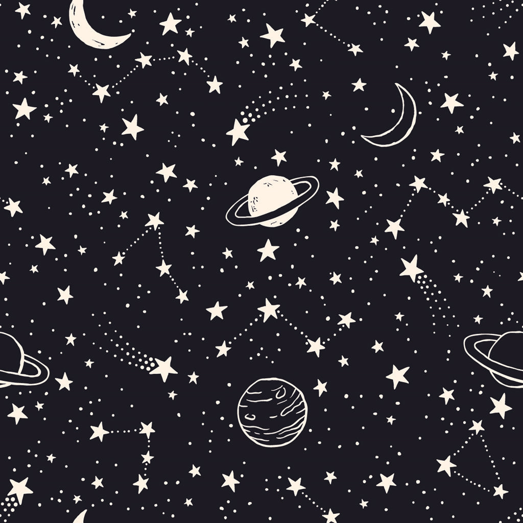 Midnight Black Cosmic Starry Sky Kids Wallpaper pattern artwork