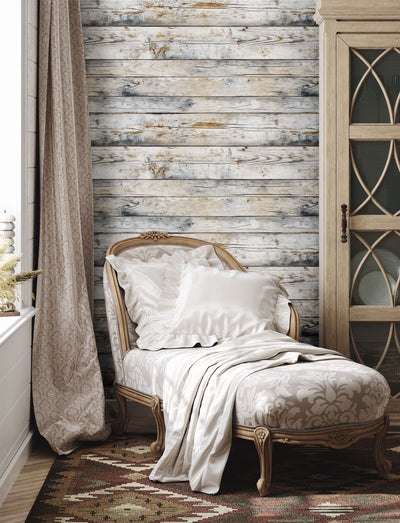 Rustic Wooden Plank Wallpaper Weathered Texture Wall Mural