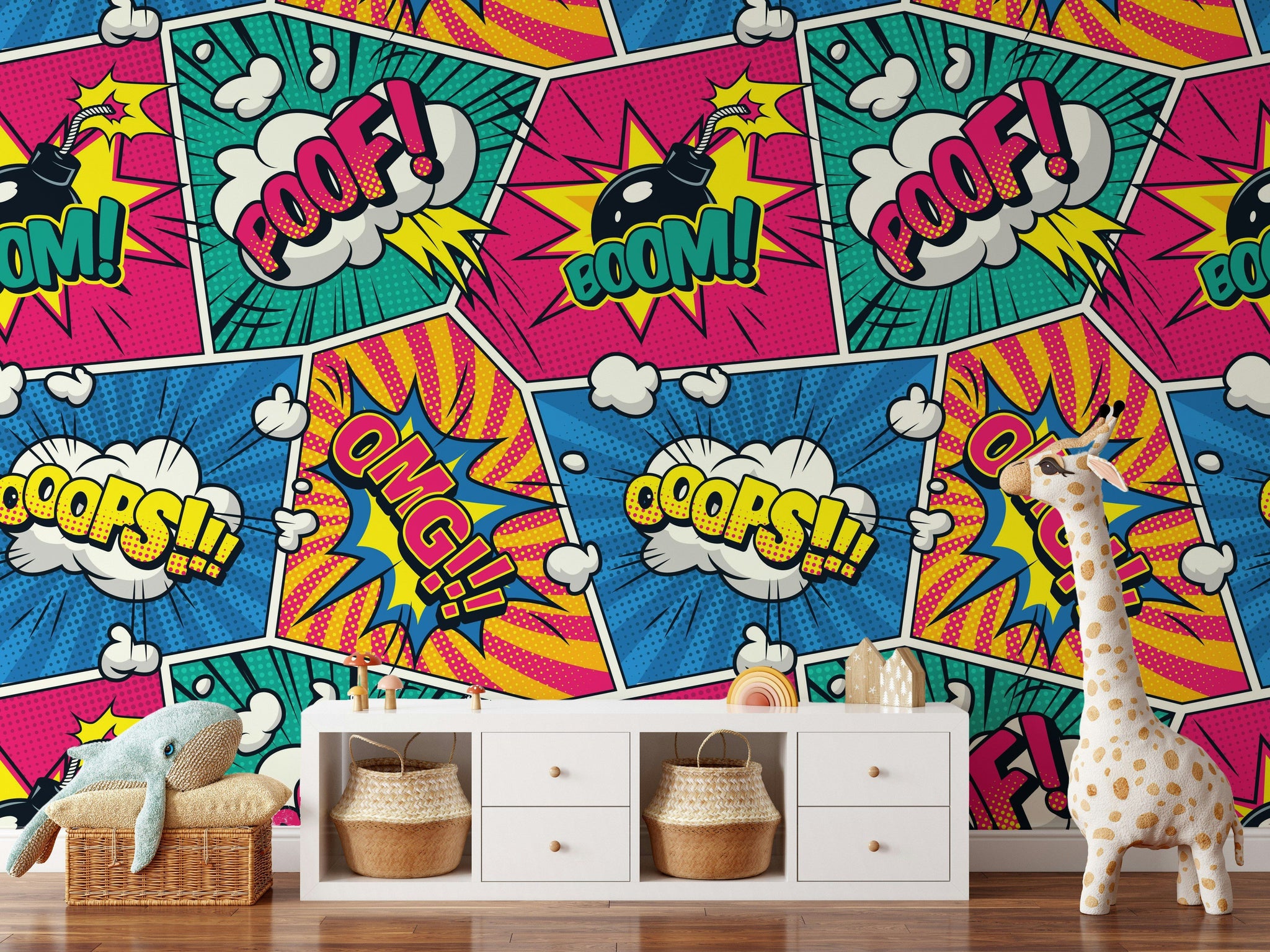 Vibrant Pop Art Comic Pattern Wallpaper