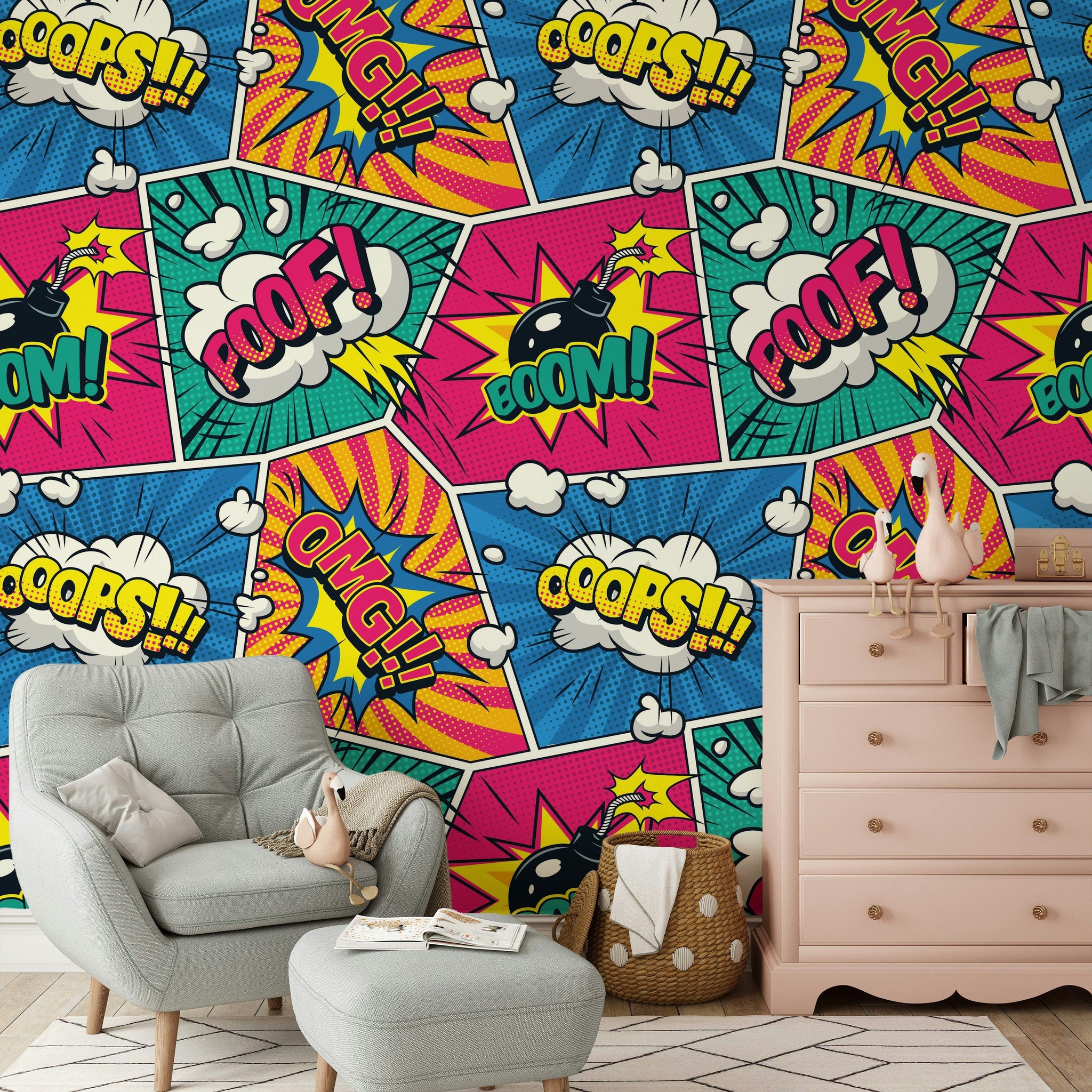 Vibrant Pop Art Comic Pattern Wallpaper