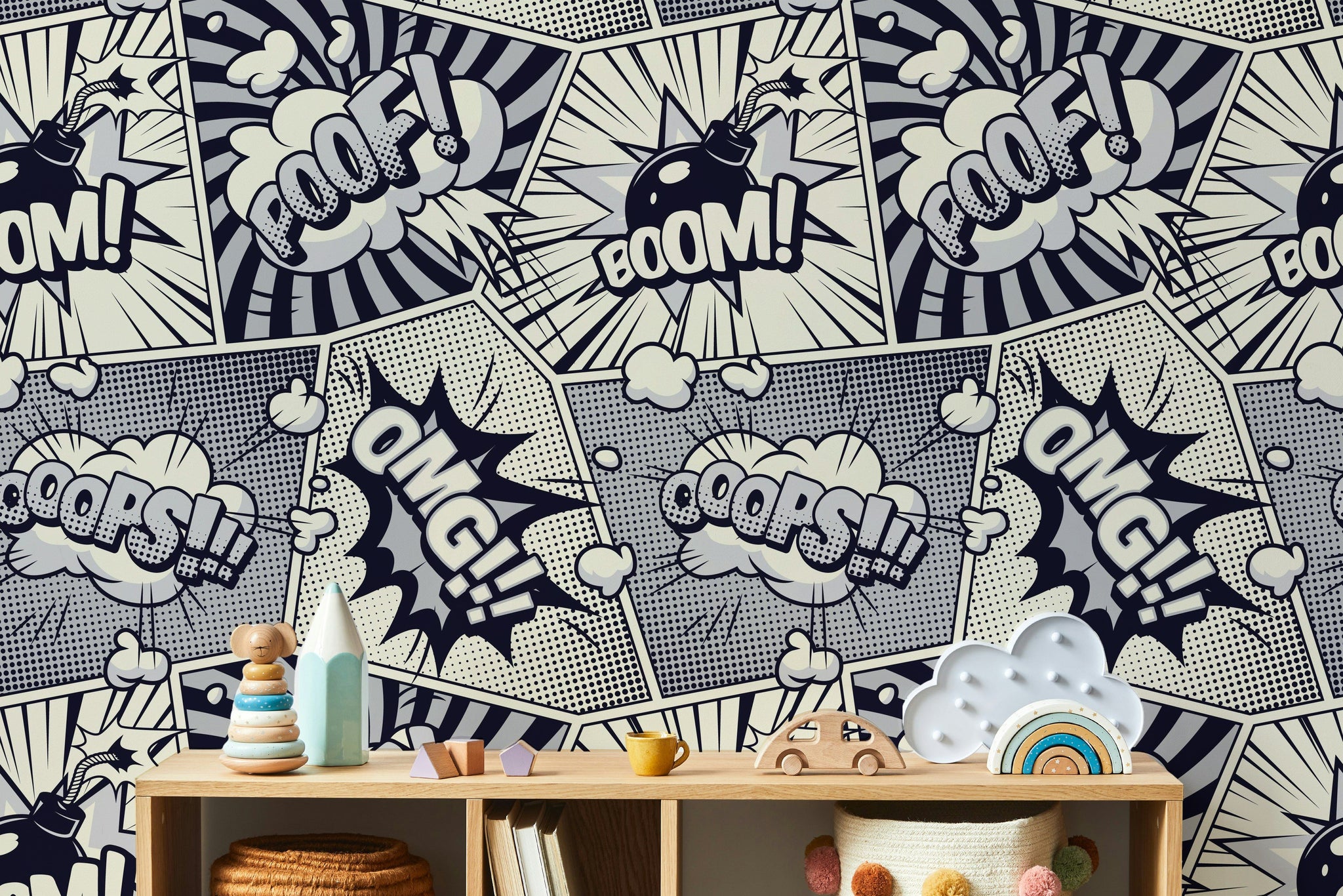 Monochrome Comic Pop Art Wallpaper