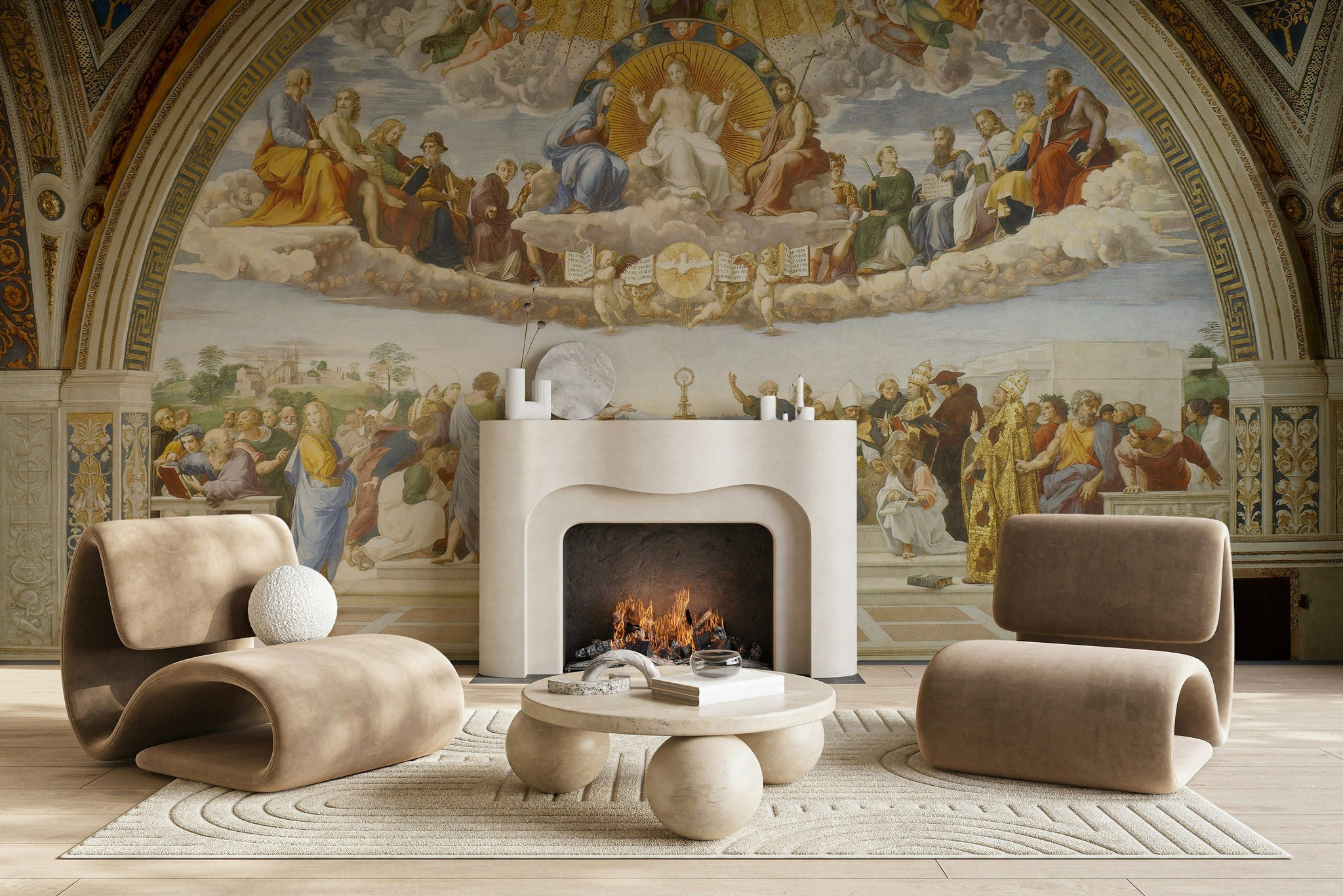 Beige Classical Renaissance Art Wall Mural