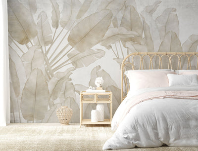 Neutral Leafy Green Wallpaper Subtle Foliage Wall Mural - 2