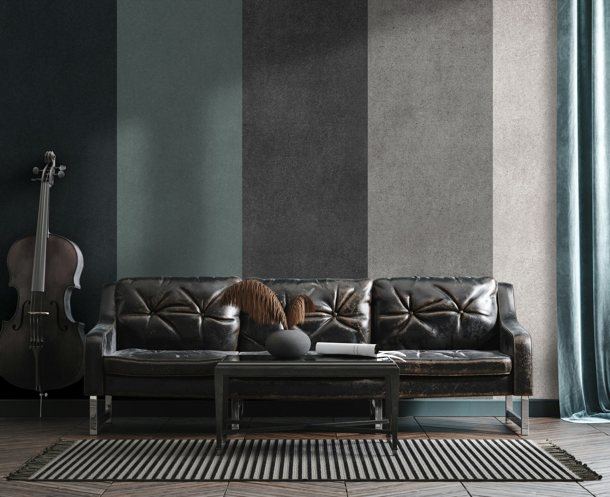 Moody Monochrome Vertical Stripe Wall Mural