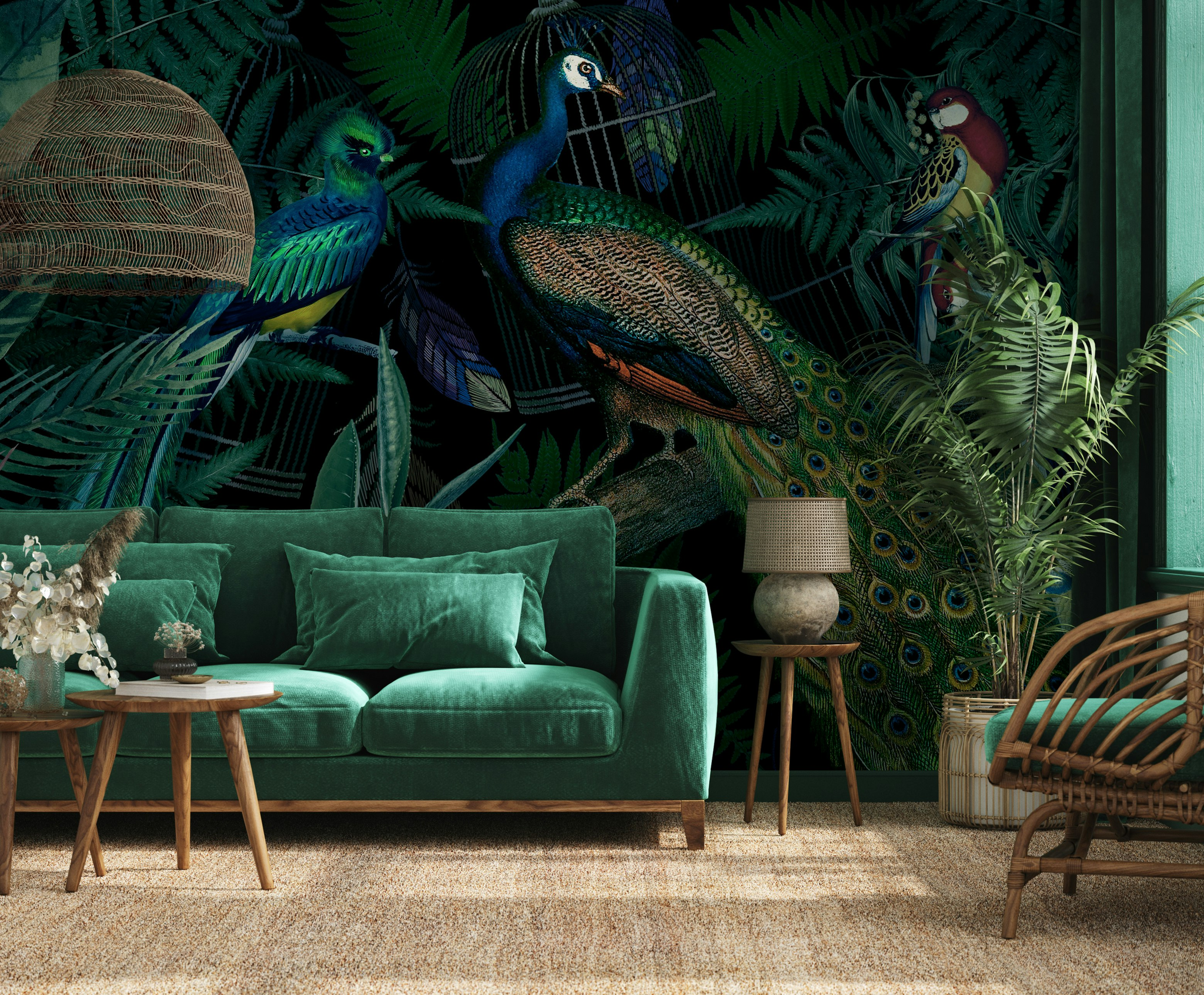 Jungle Birds Wallpaper Vibrant Botanical Wall Mural