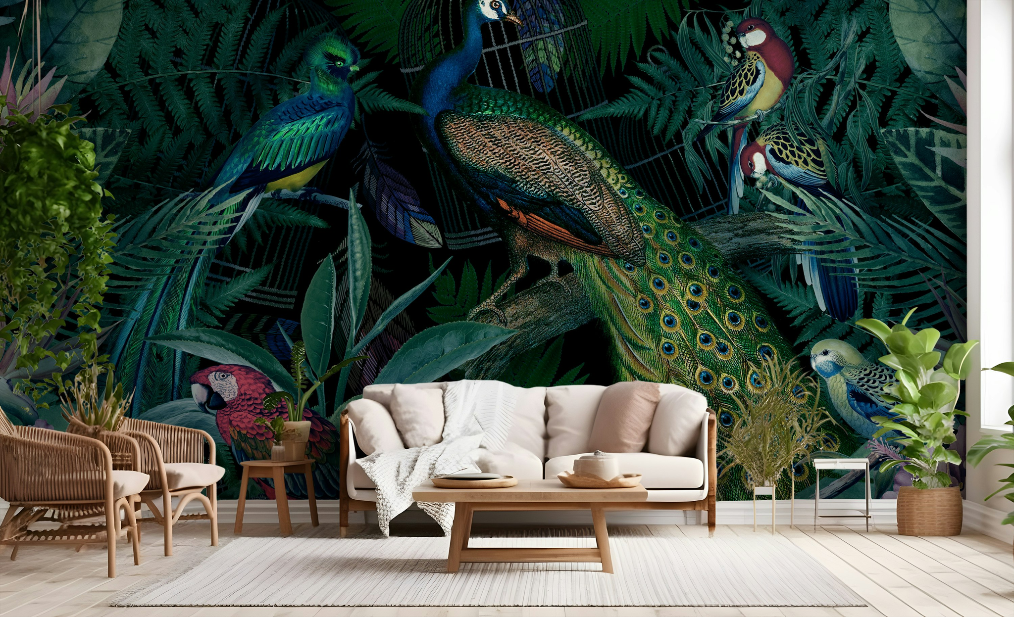 Jungle Birds Wallpaper Vibrant Botanical Wall Mural