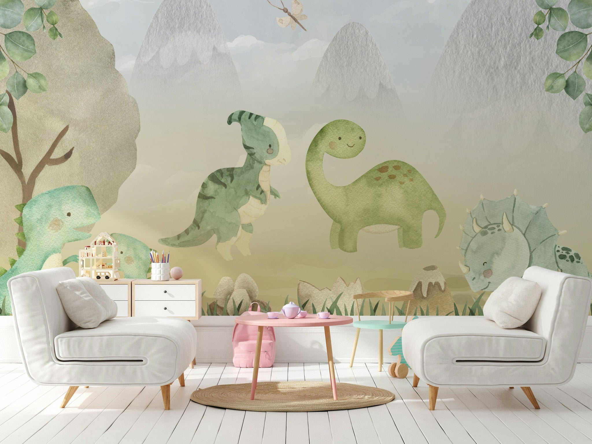 Dinosaur Landscape Wallpaper Kids Room Wall Mural