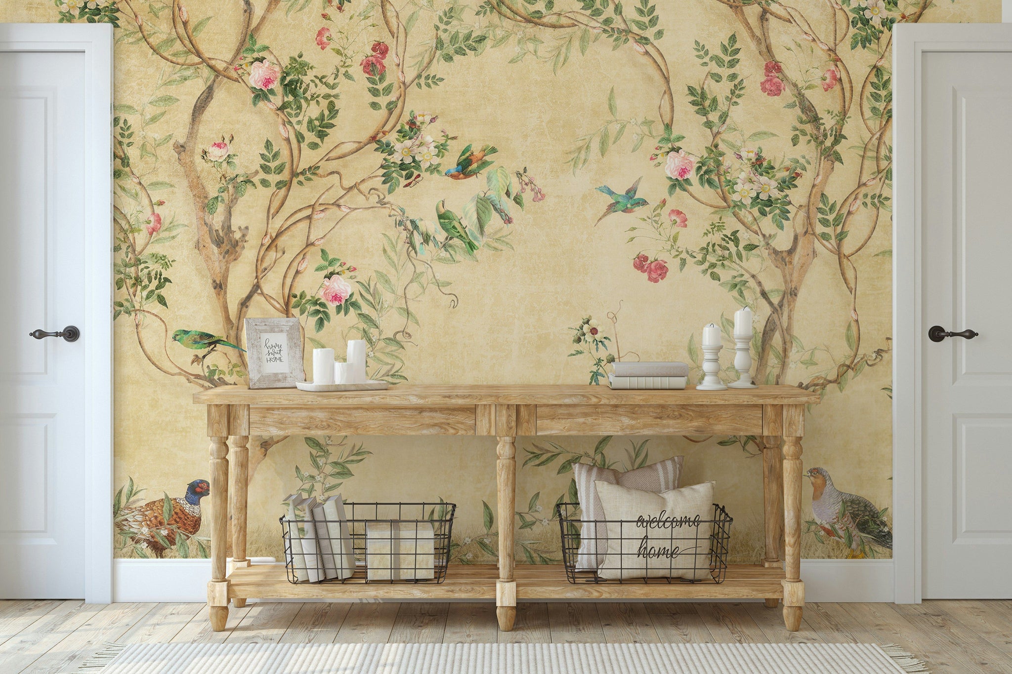 Birds and Branches Wallpaper Chinoiserie Wall Mural