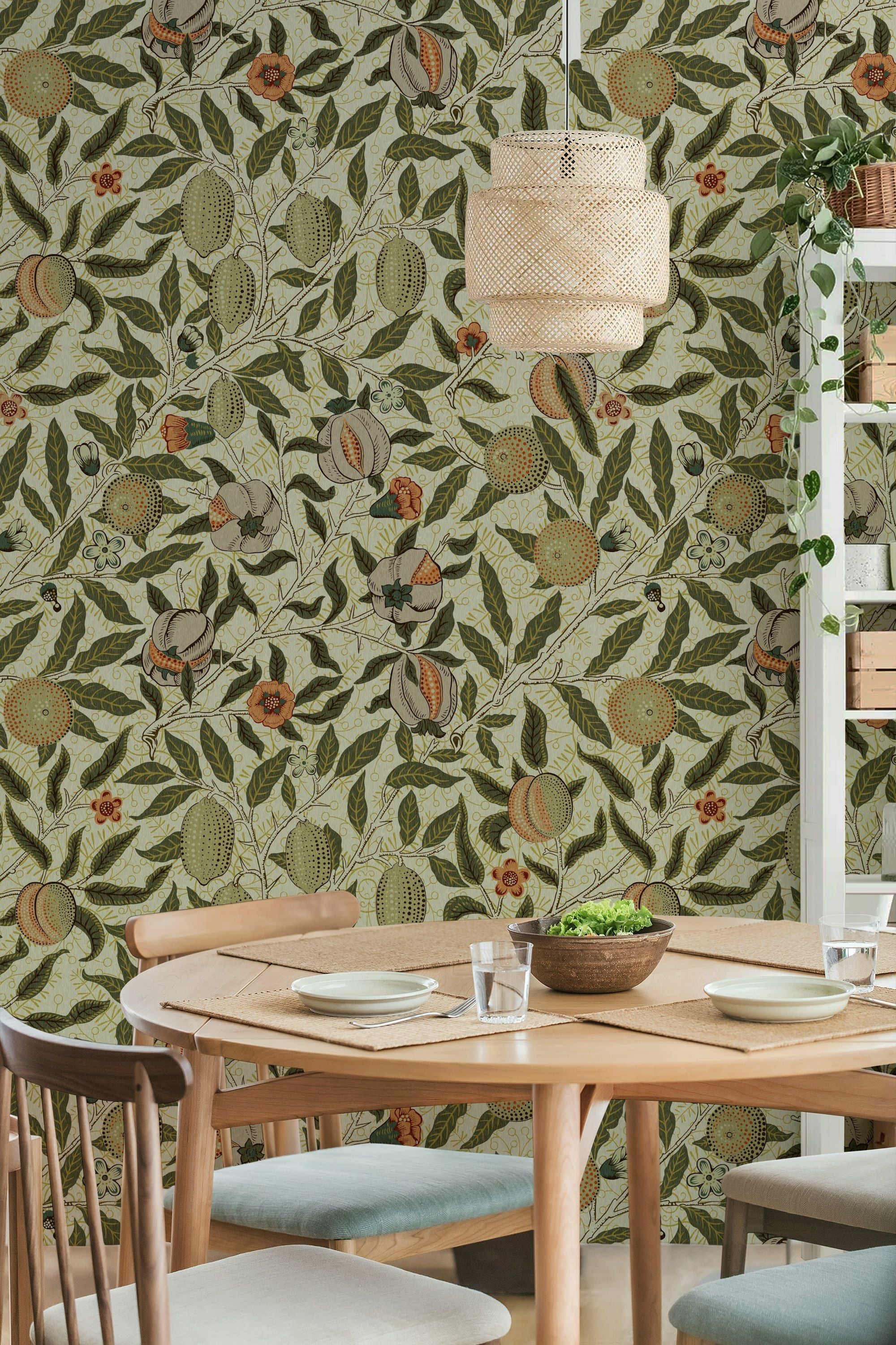 Botanical Fruit Wallpaper Vintage Citrus Pattern Wall Mural
