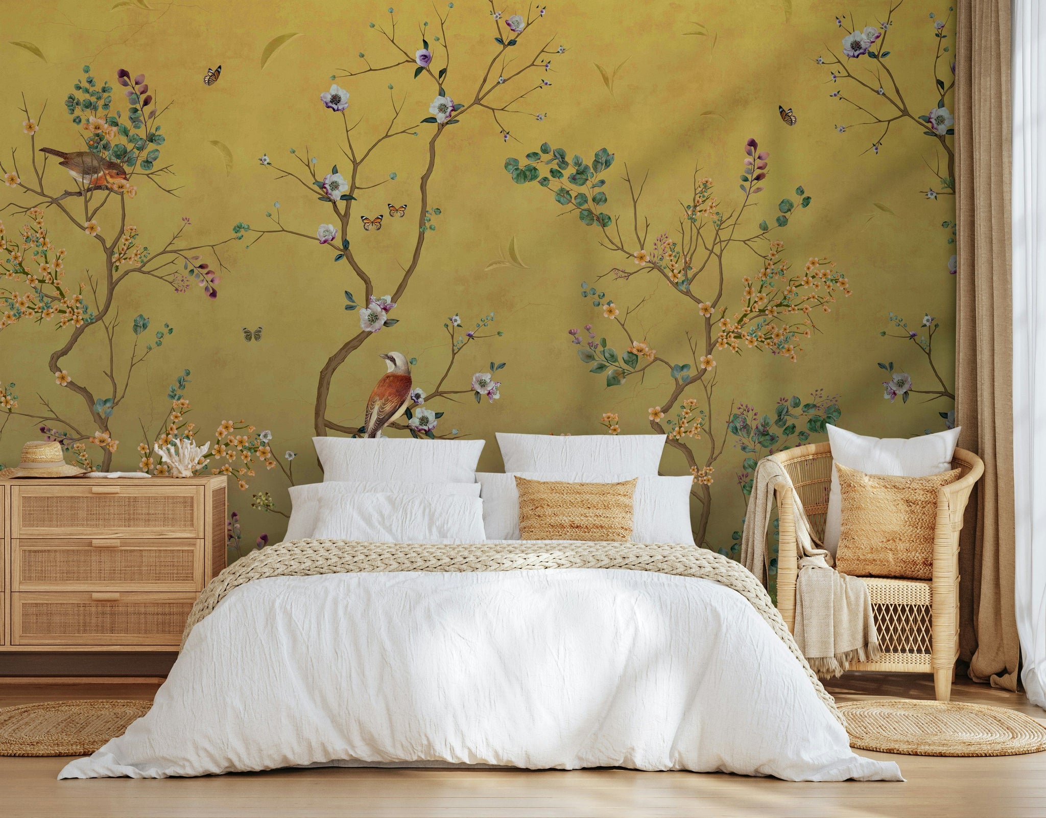 Bird and Blossom Wallpaper Nature Scene Wall Mural