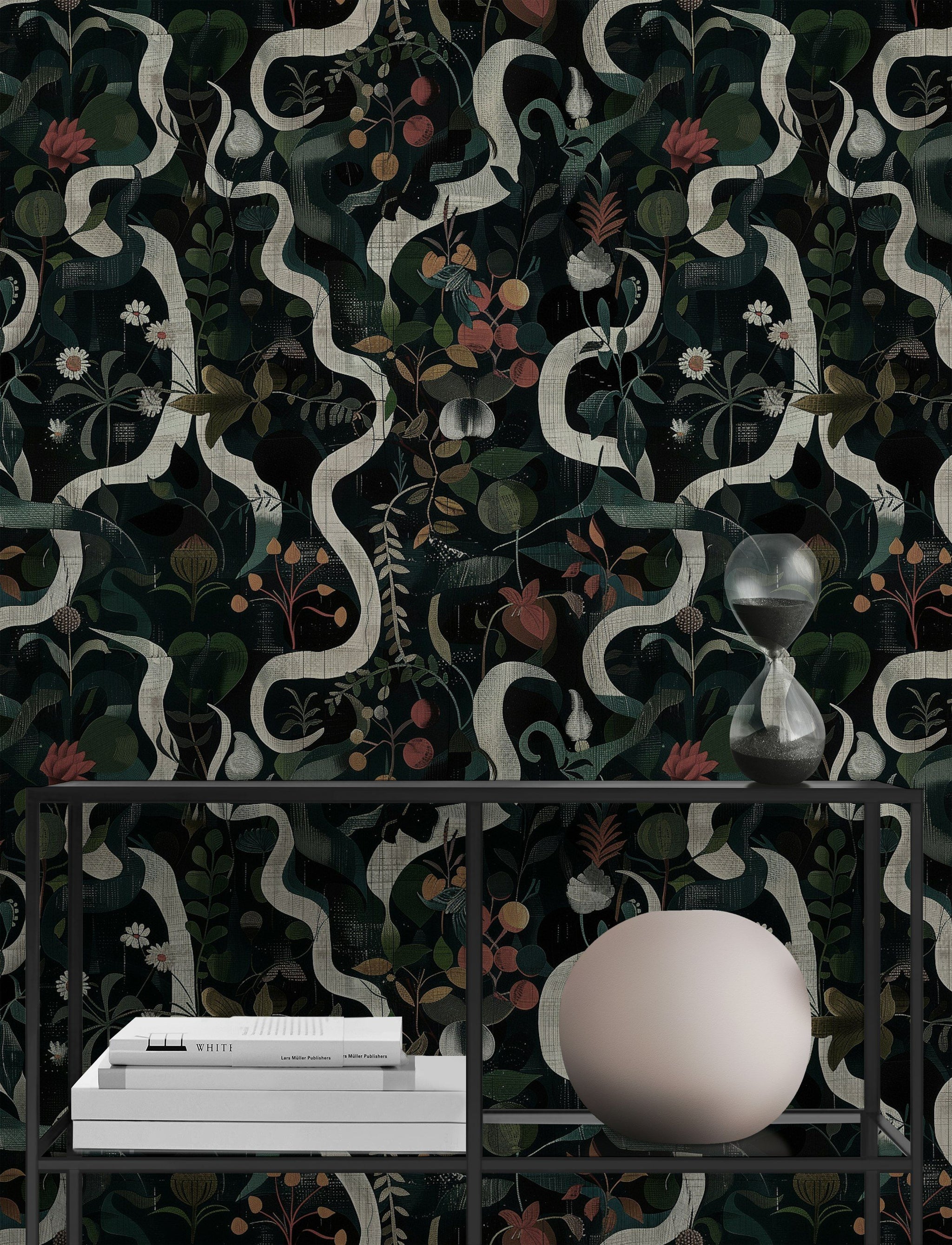 Dark Enchanted Garden Botanical Wallpaper