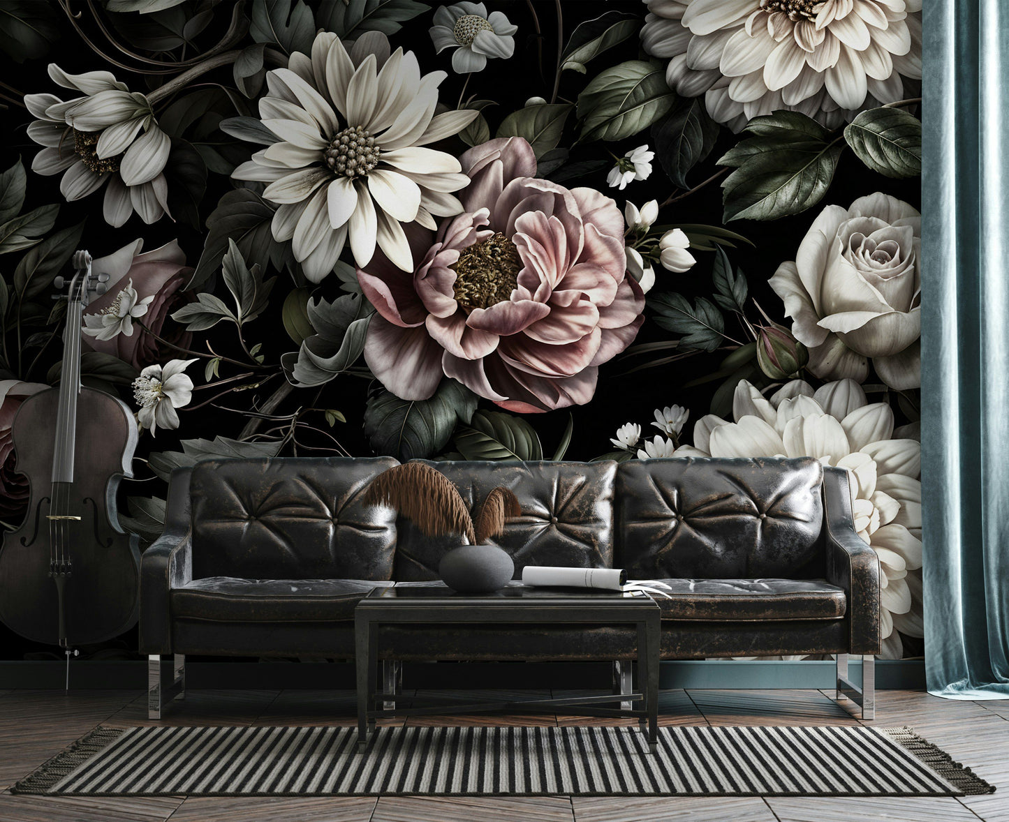 Moody Floral Wallpaper Dark Botanical Garden Wall Mural