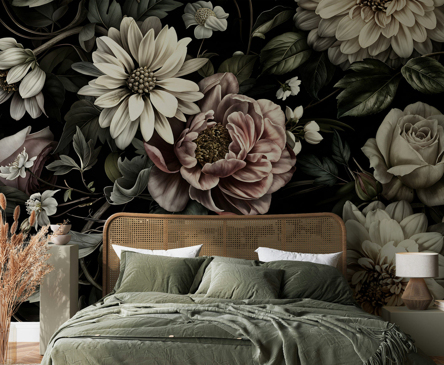Moody Floral Wallpaper Dark Botanical Garden Wall Mural