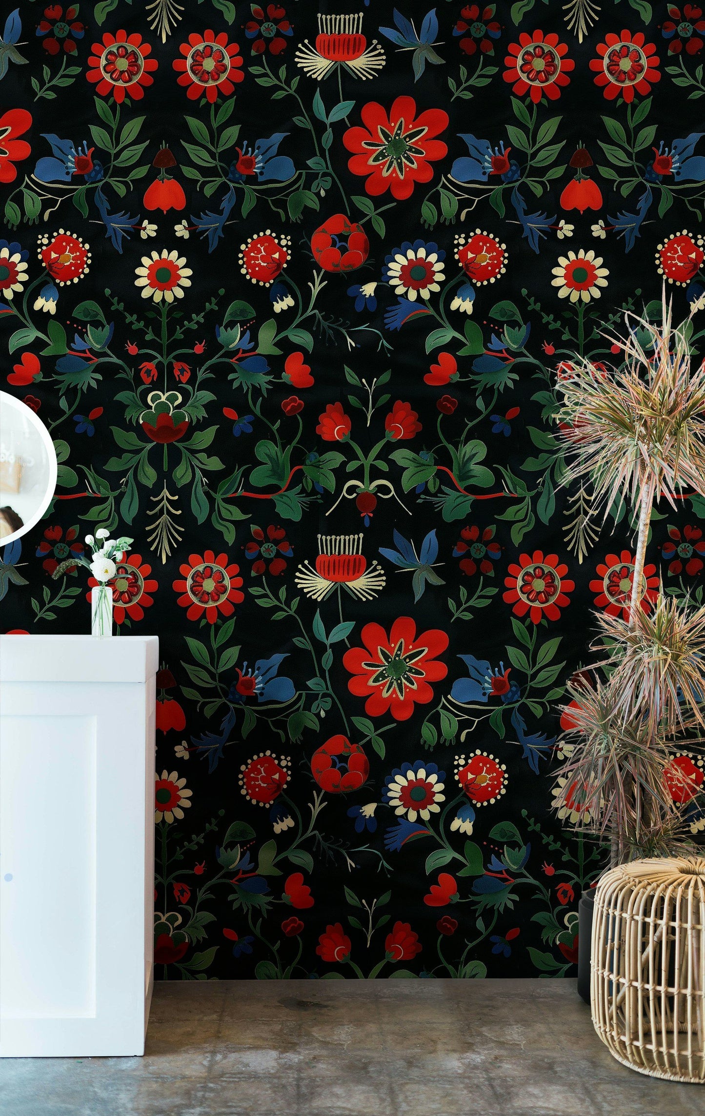 Vibrant Floral Wallpaper Bold Botanical Design Wall Mural