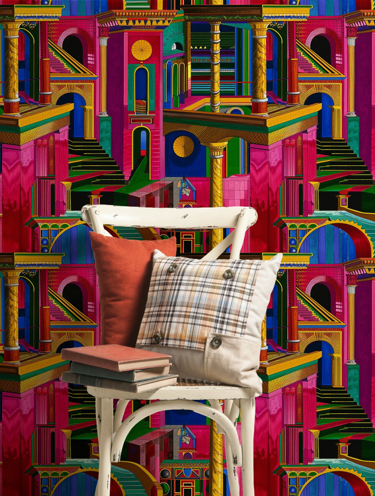 Whimsical Wonderland Wallpaper Vibrant Architectural Design
