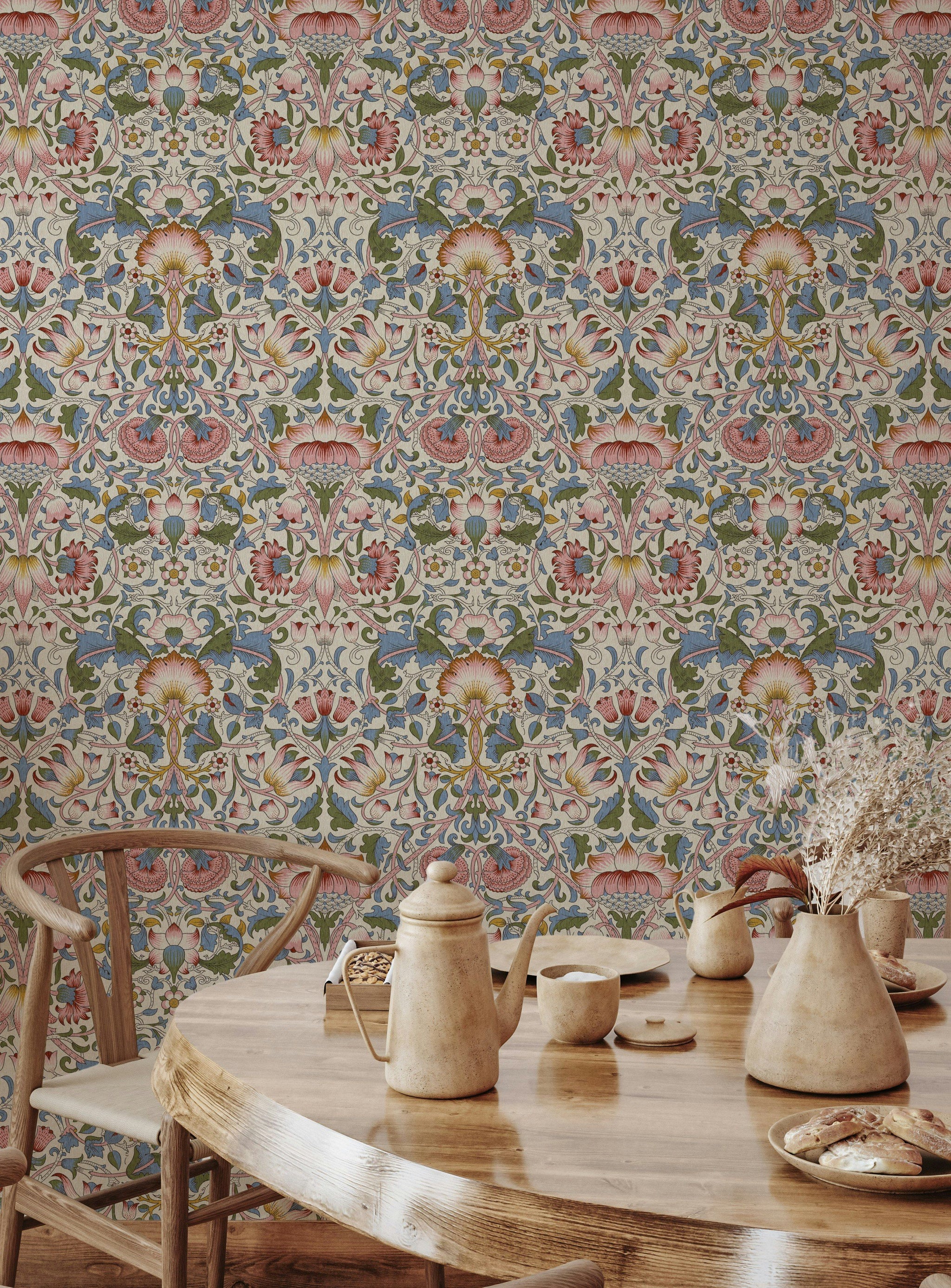 Vintage Floral Wallpaper Ornate Botanical Pattern Wall Mural