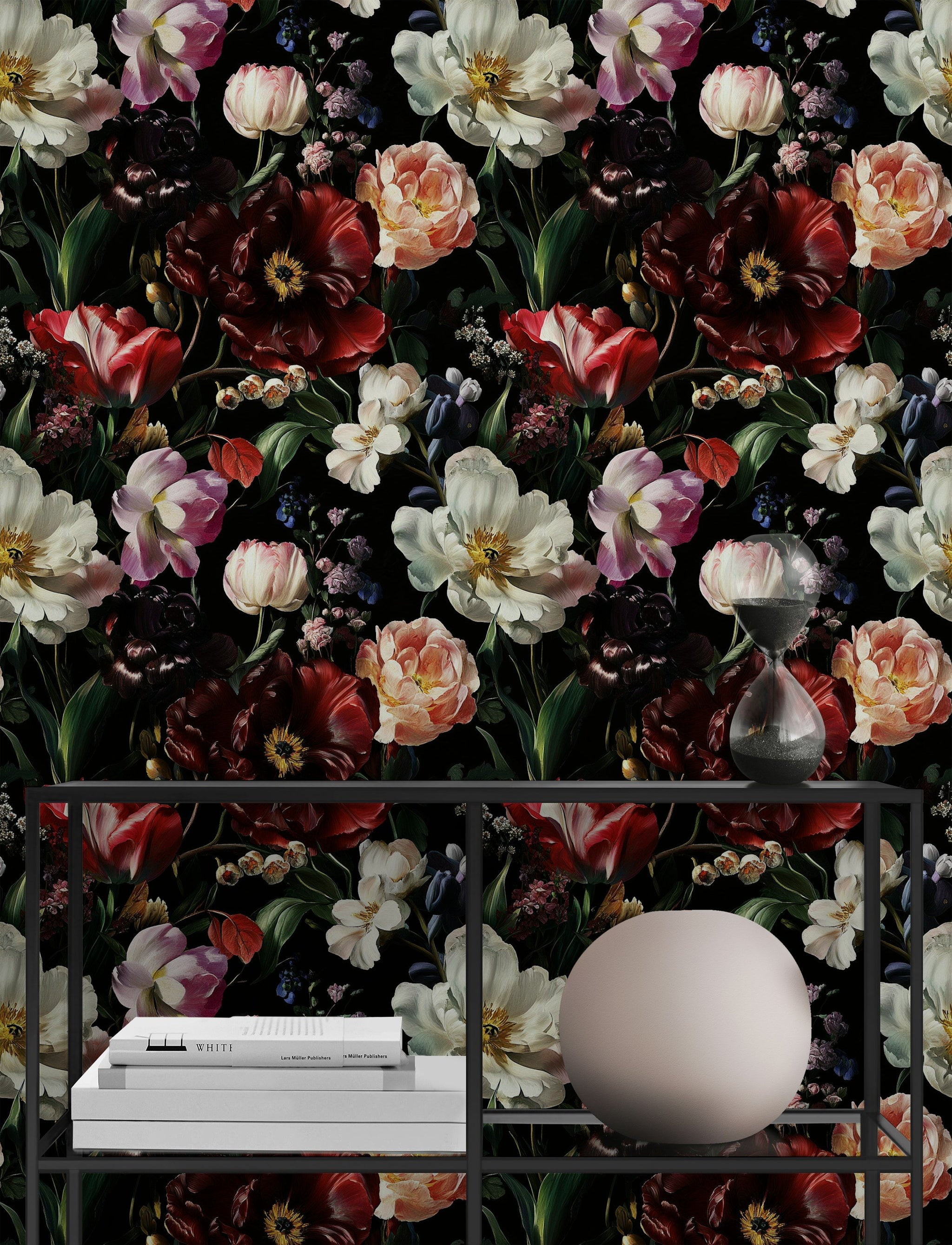 Moody Multicolor Tulip Floral Wallpaper