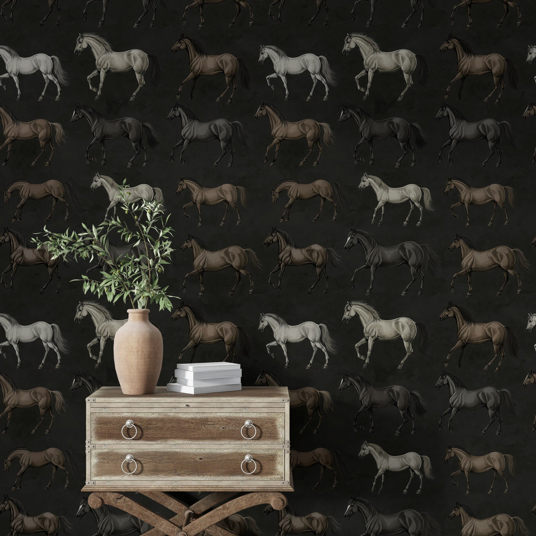 Dark Charcoal Horse Silhouette Wallpaper