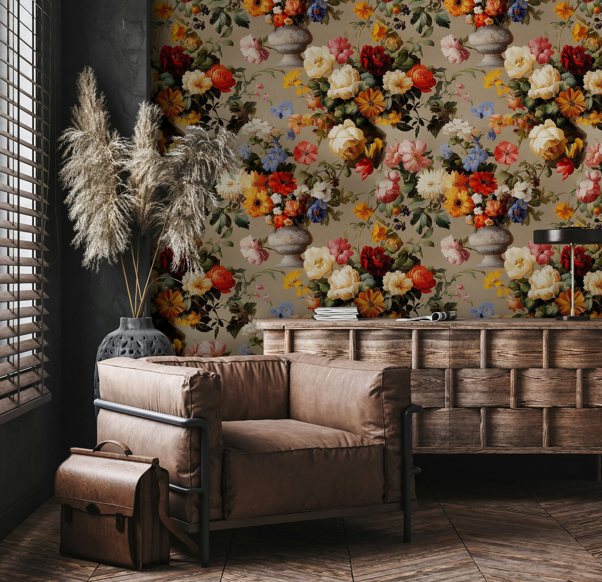 Vintage Multicolor Floral Bouquet Wallpaper
