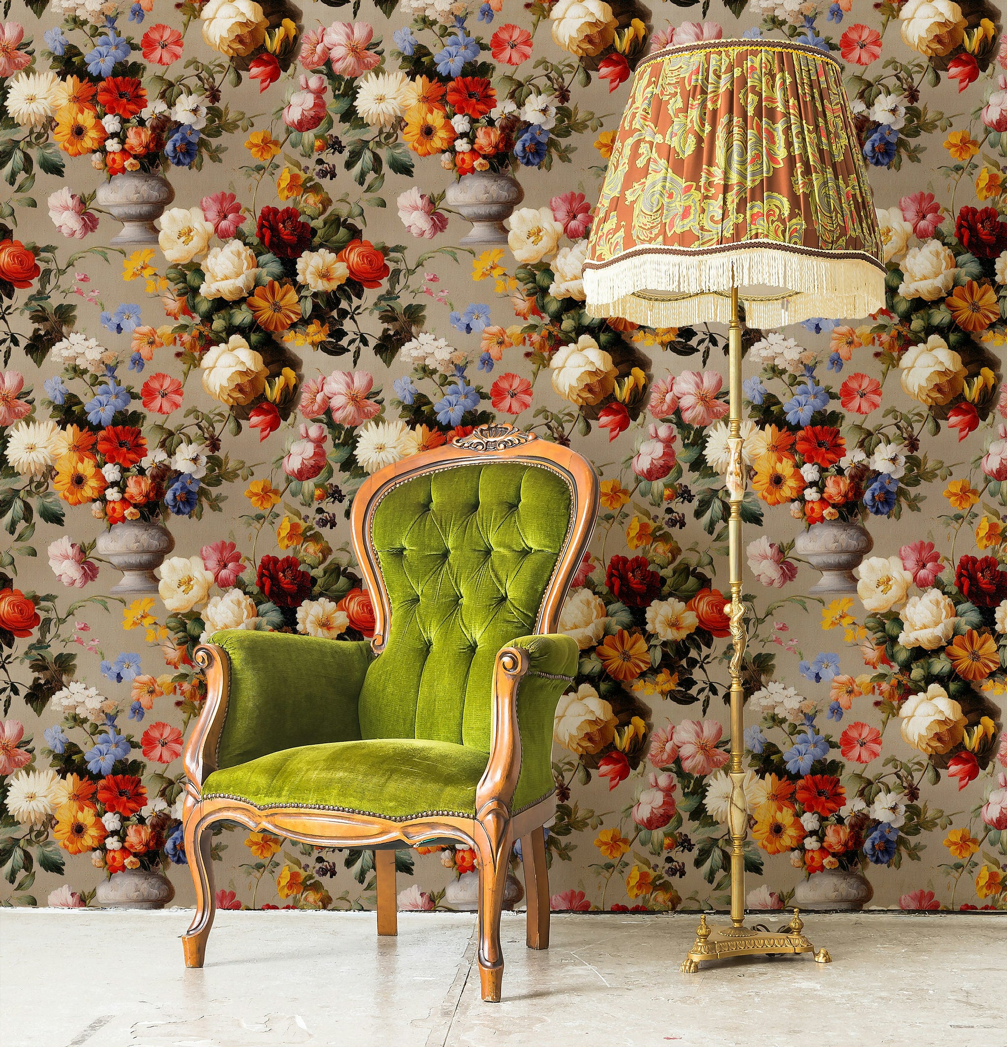 Vintage Multicolor Floral Bouquet Wallpaper