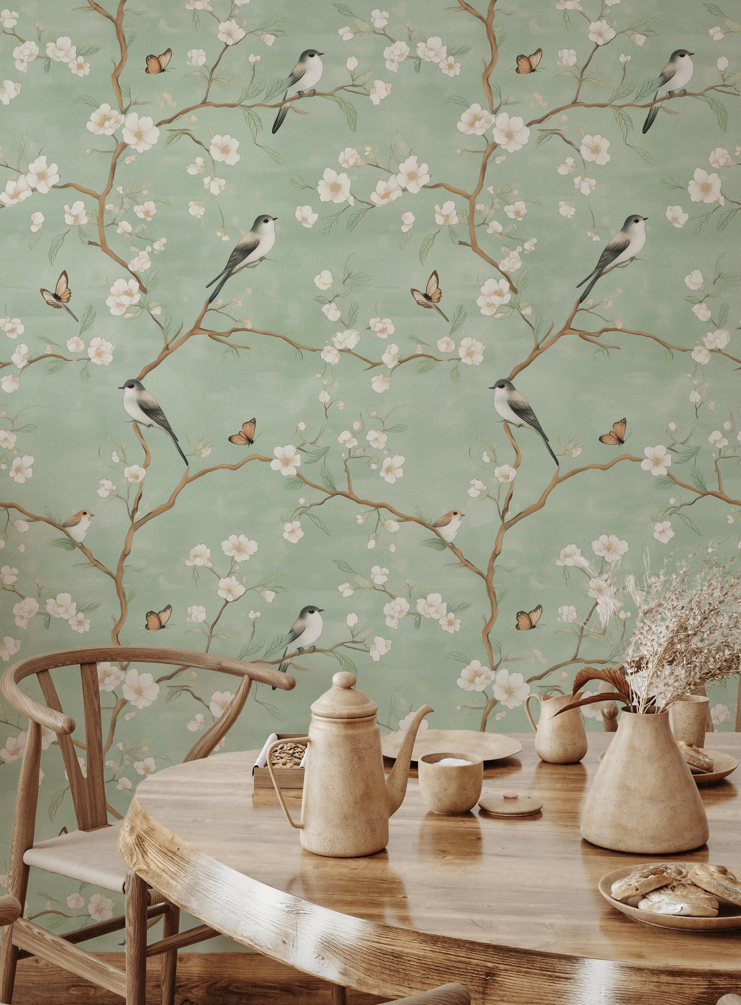 Chinoiserie Birds and Blossoms Wallpaper Floral Roll