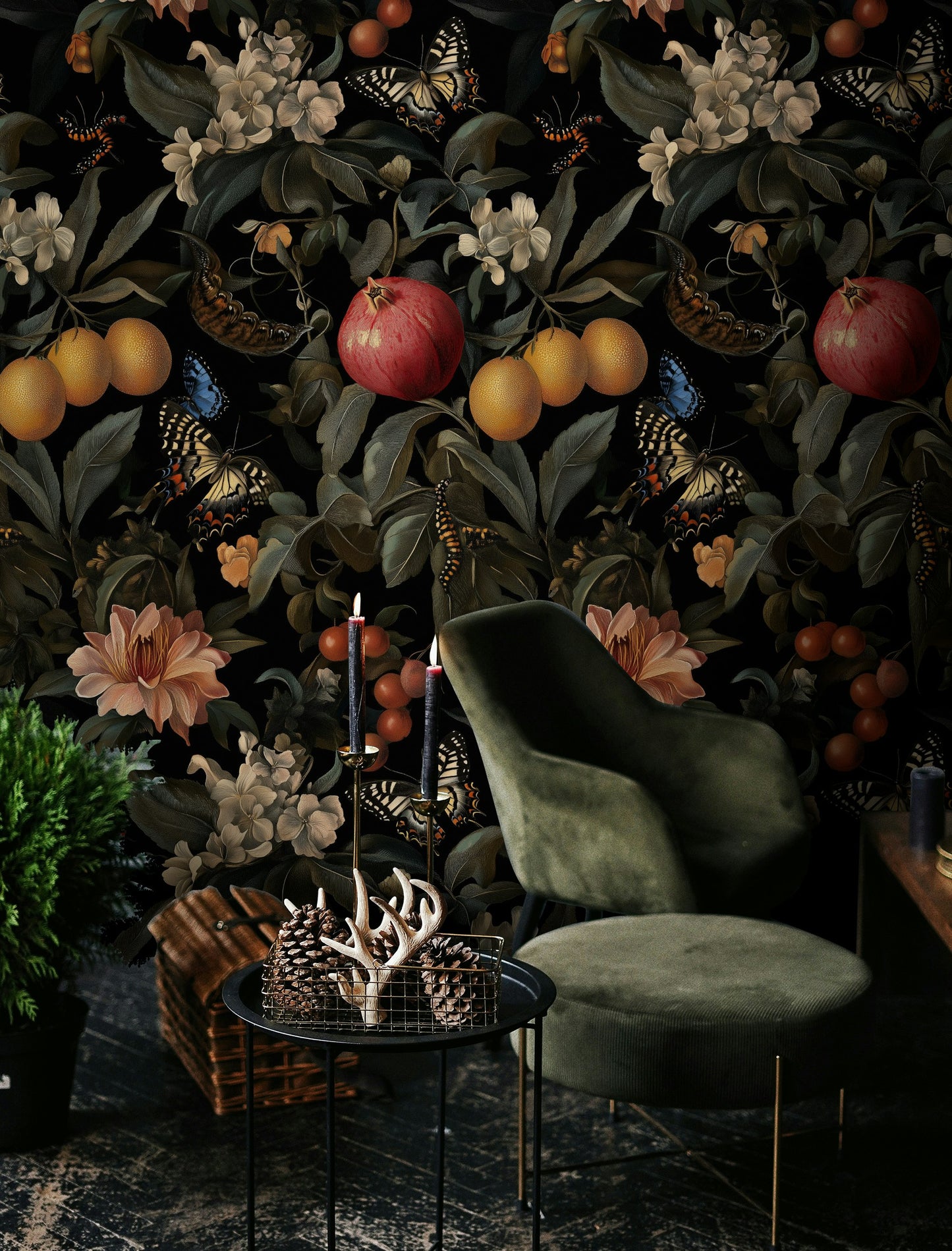Midnight Botanical Oasis Wallpaper Haven Wall Mural