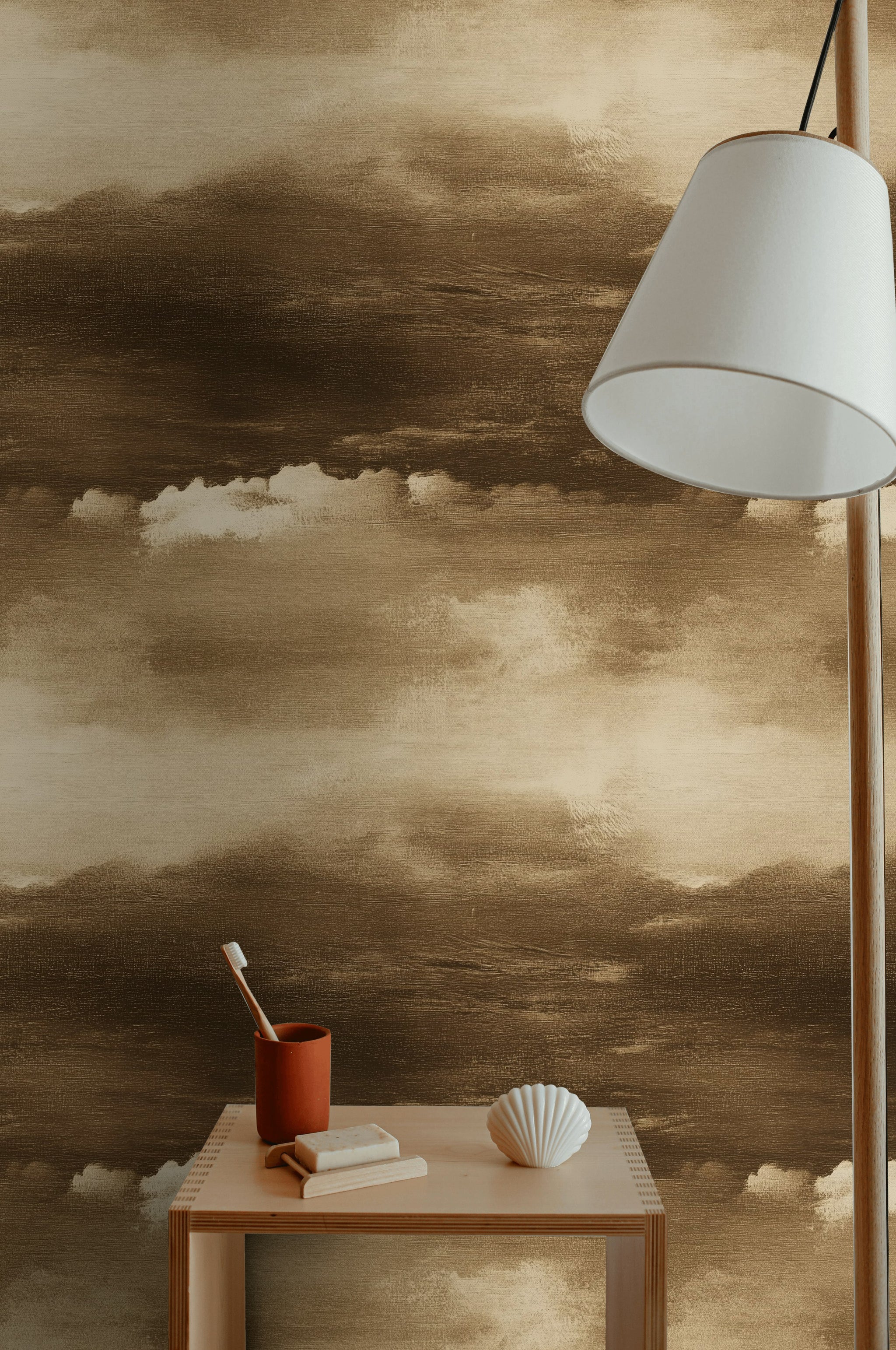 Warm Taupe Atmospheric Cloud Wallpaper