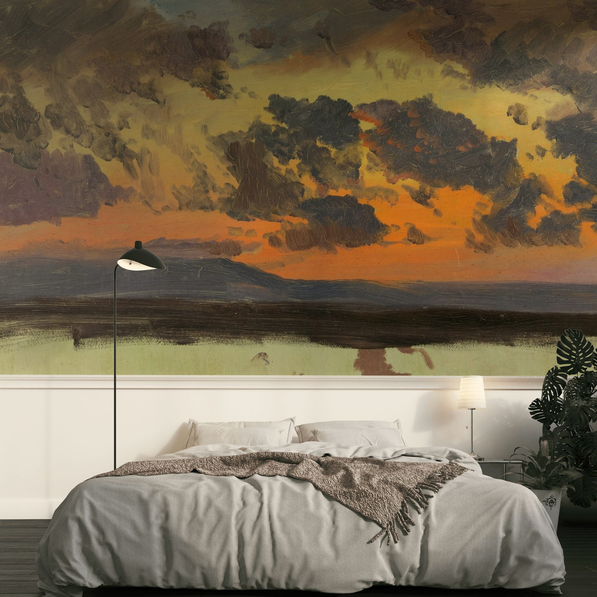 Vibrant Sunset Sky Oil-Painting Wall Mural