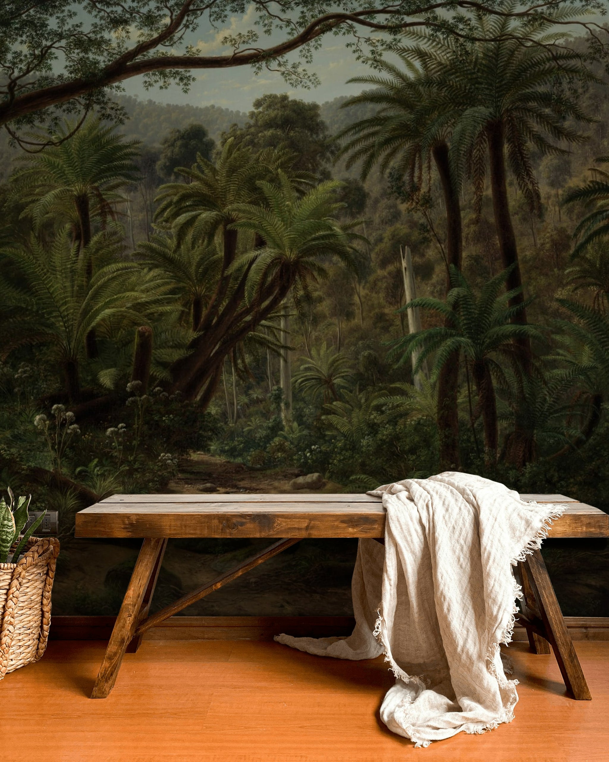 Dark Jungle Fern Oversized Wall Mural