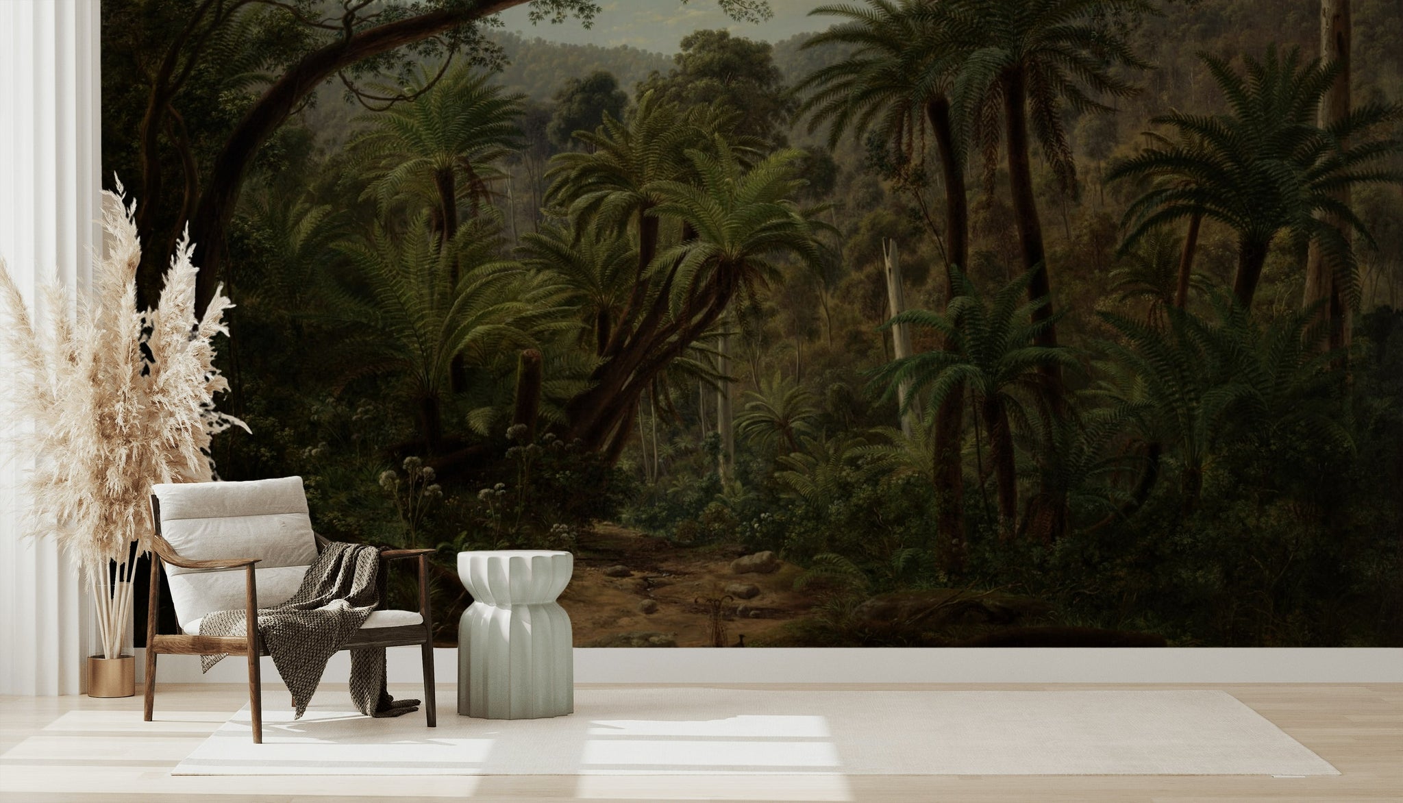 Dark Jungle Fern Oversized Wall Mural