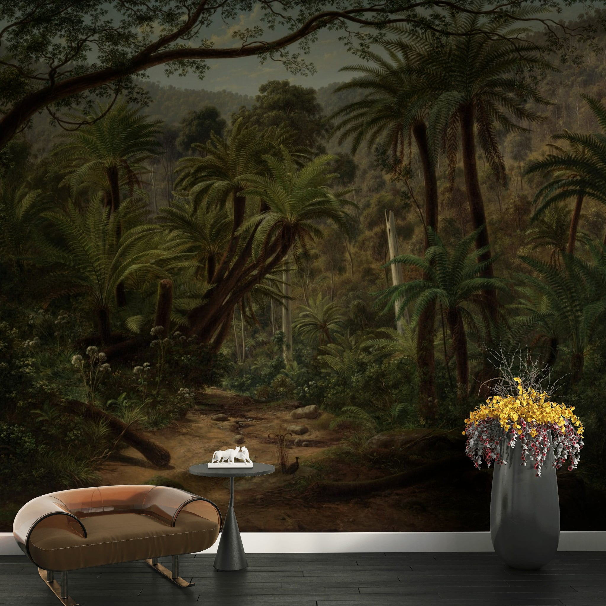 Dark Jungle Fern Oversized Wall Mural