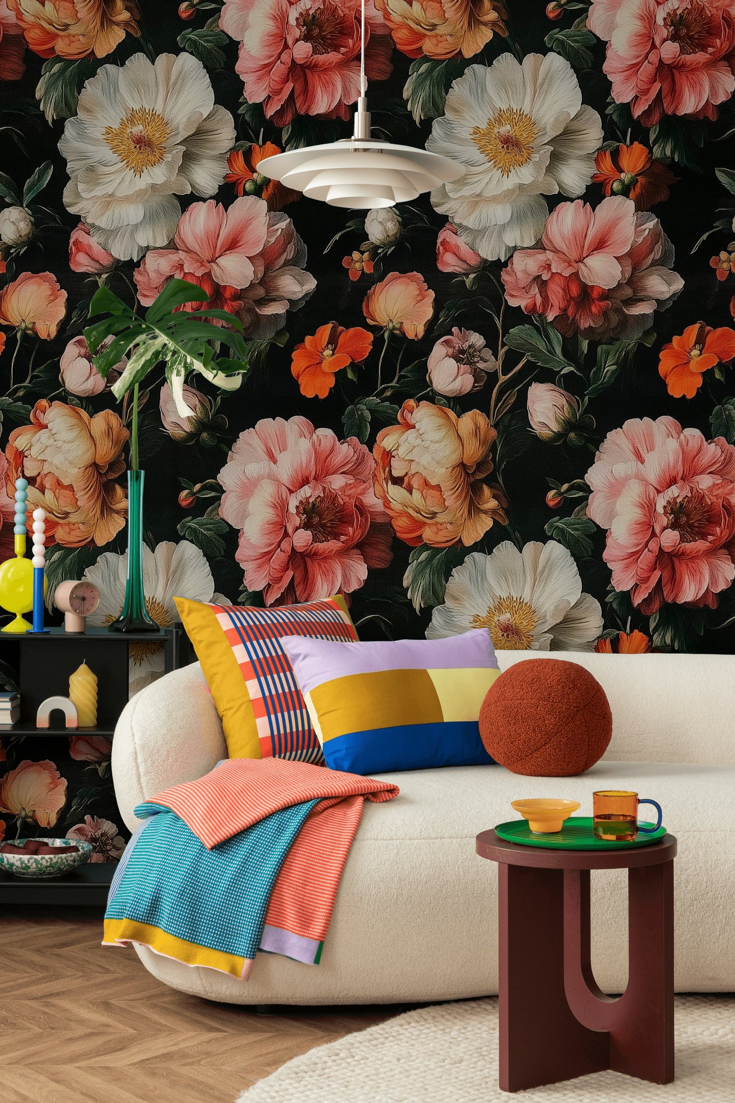 Dark Floral Peony Wallpaper Romantic Botanical Wall Decor