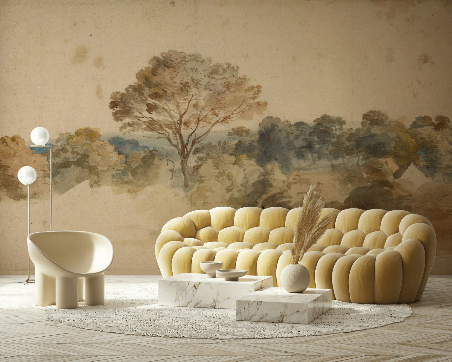 Watercolor Landscape Wallpaper Soft Pastel Art Wall Mural