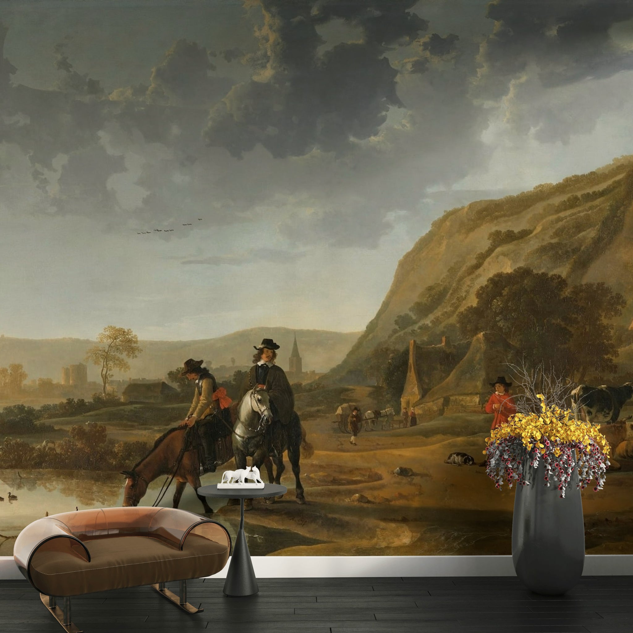 Vintage Scenic Landscape Horse Riding Wall Mural