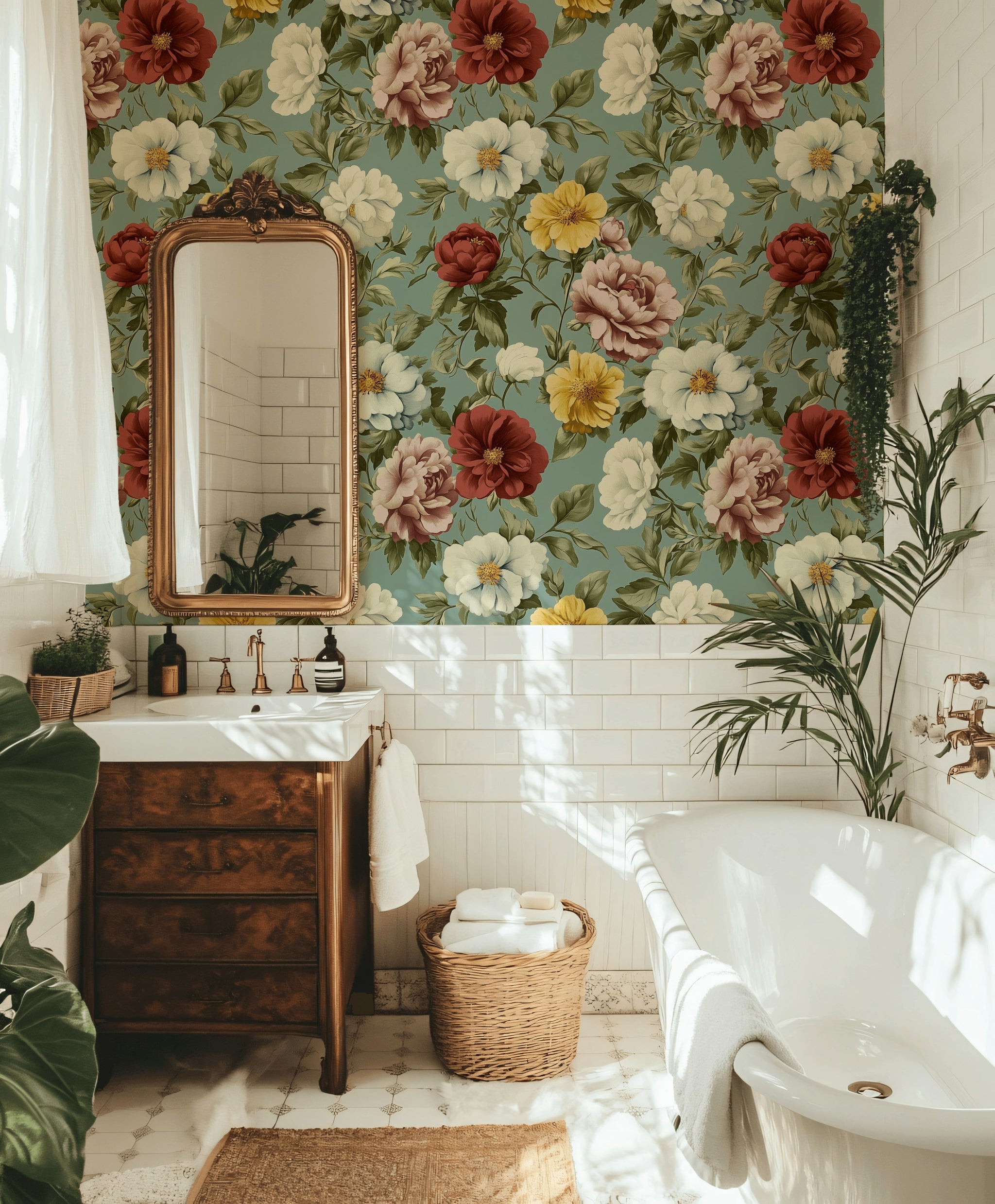 Vintage Multicolor Floral Wallpaper