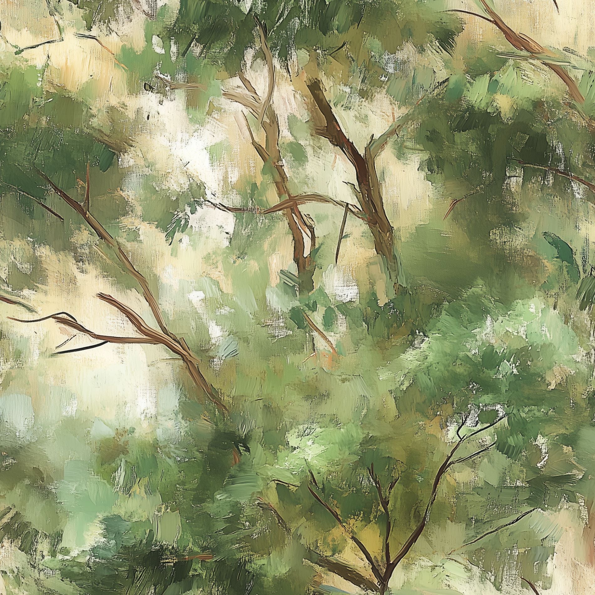 Earthy Green Forest Canopy Wallpaper