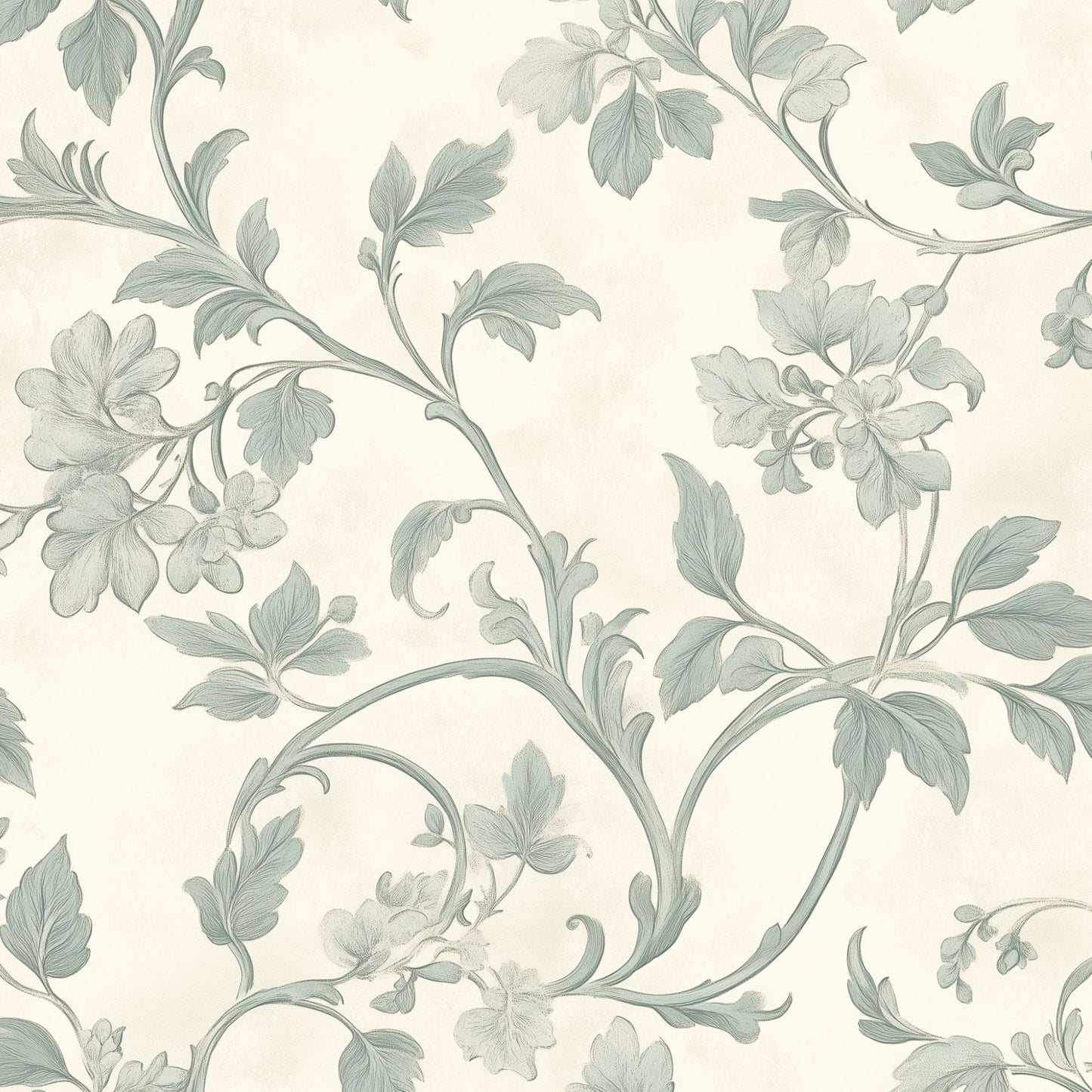 Elegant Sage Floral Wallpaper Vintage Botanical Pattern