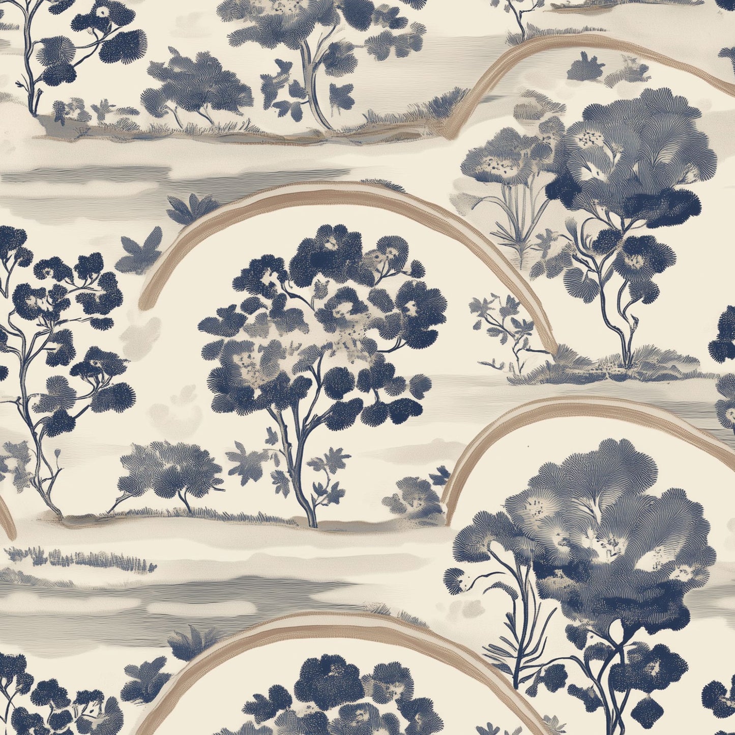 Blue and White Scenic Wallpaper Timeless Elegance Graceful Spaces