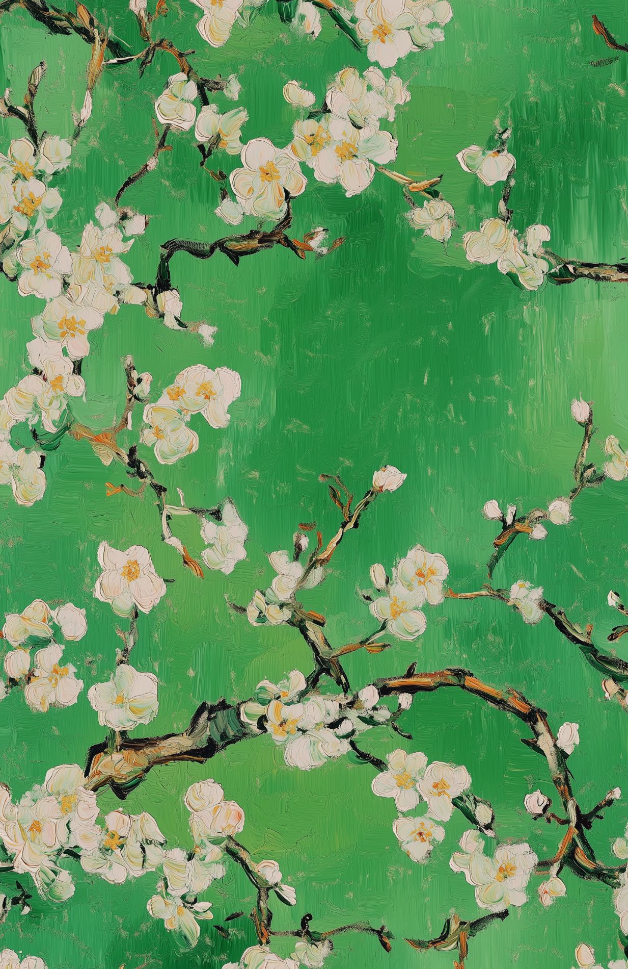 Nature-Inspired Green Blossom Wallpaper