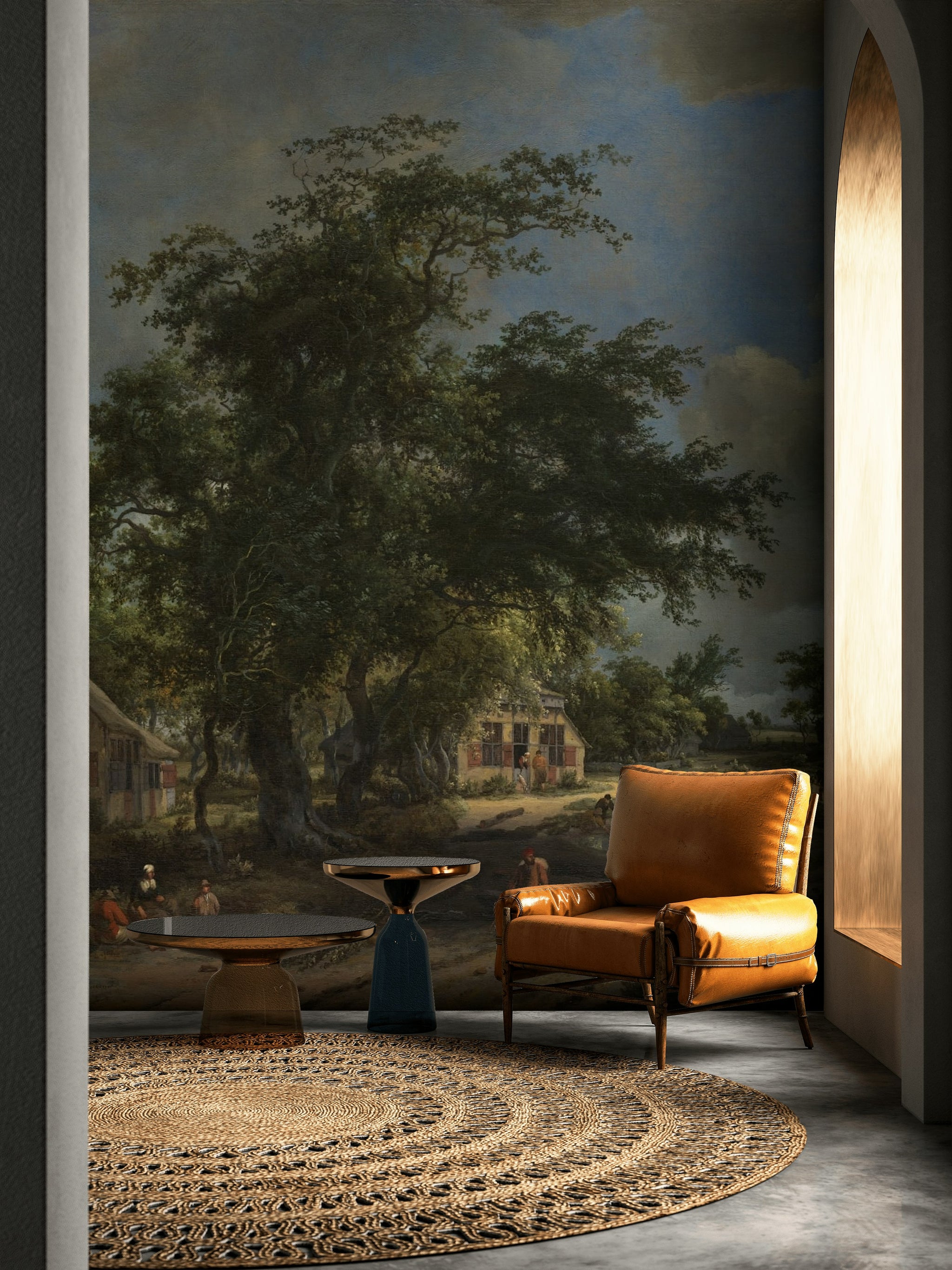 Dark Vintage Countryside Landscape Wall Mural