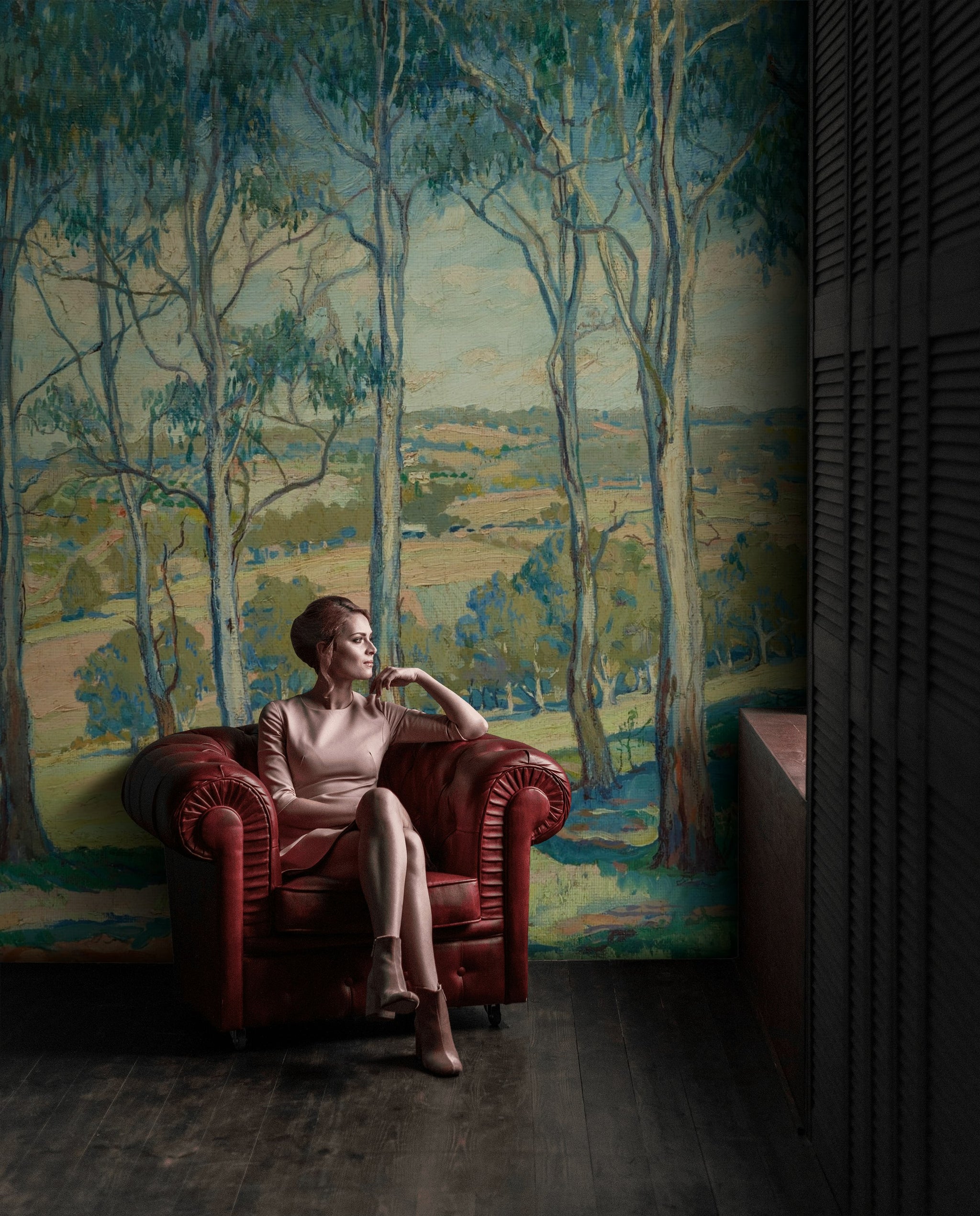 Vintage Art Forest Landscape Wall Mural