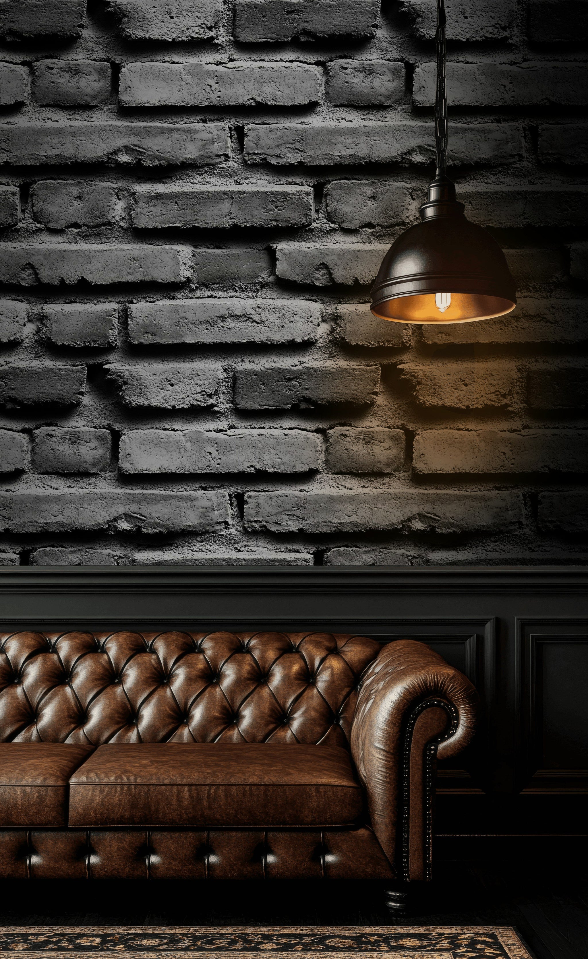 Charcoal Gray Textured Brick Wallpaper