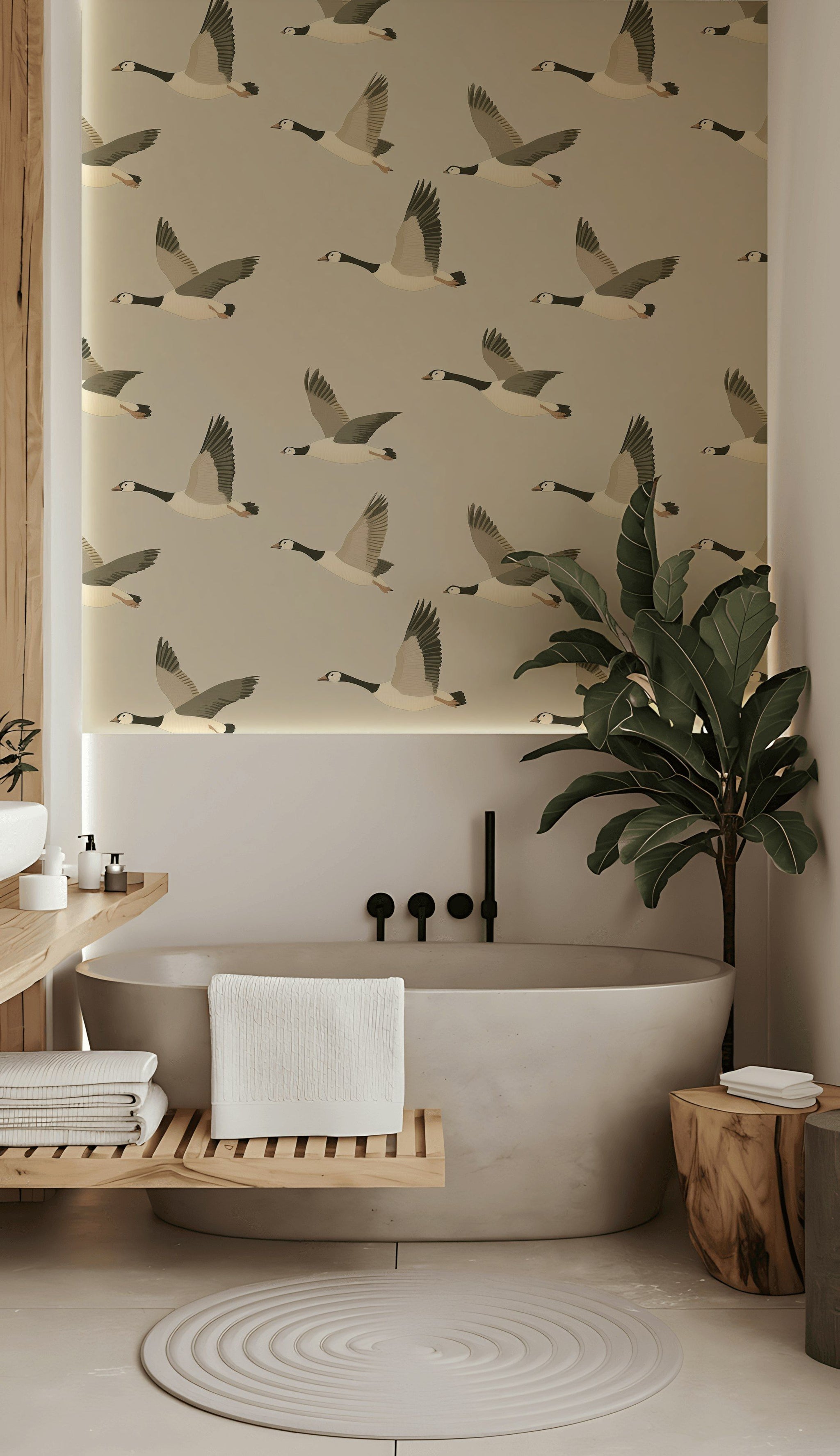 Neutral Beige Flying Geese Wallpaper