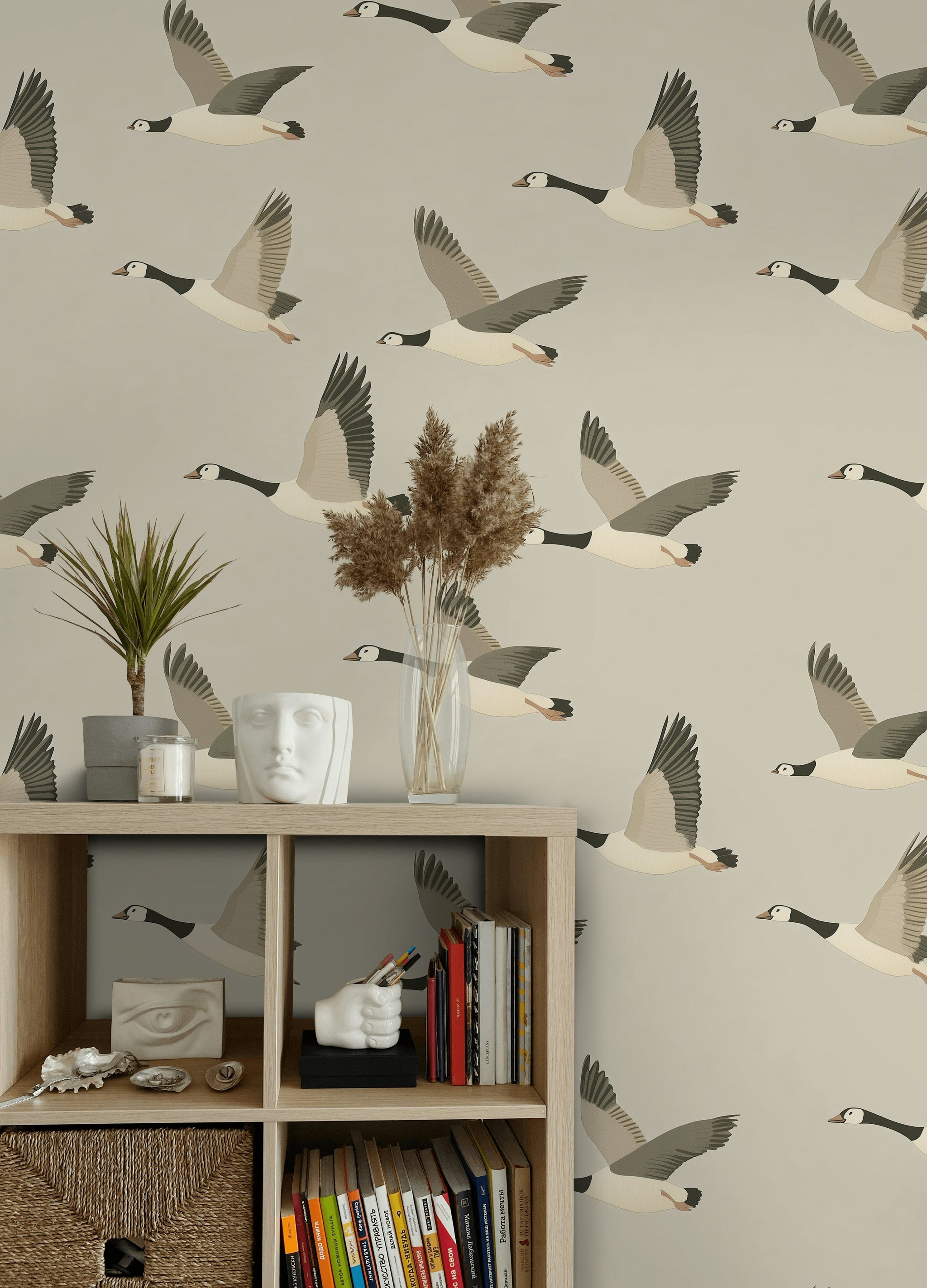 Neutral Beige Flying Geese Wallpaper