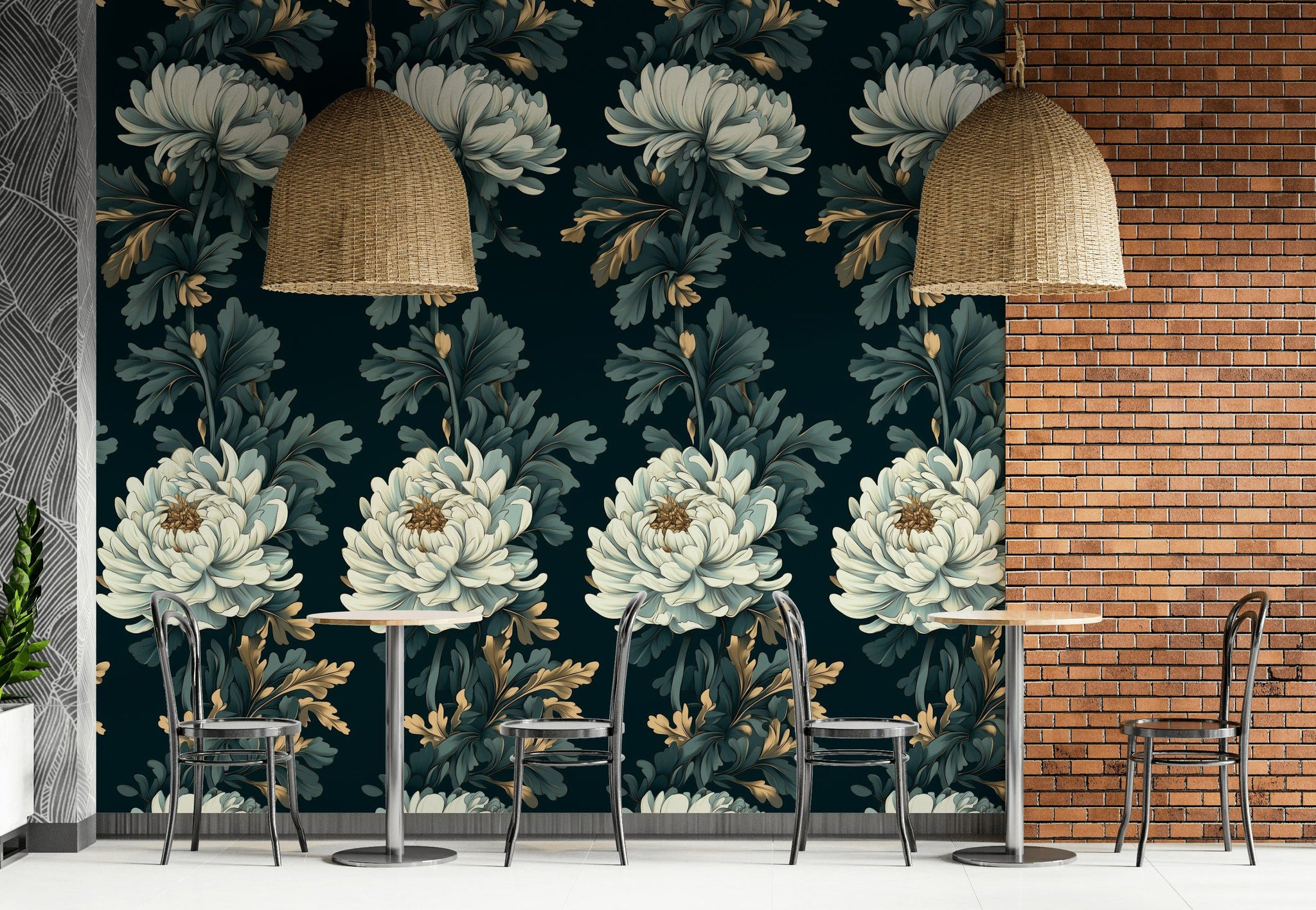 Dark Midnight Floral Elegance Wallpaper