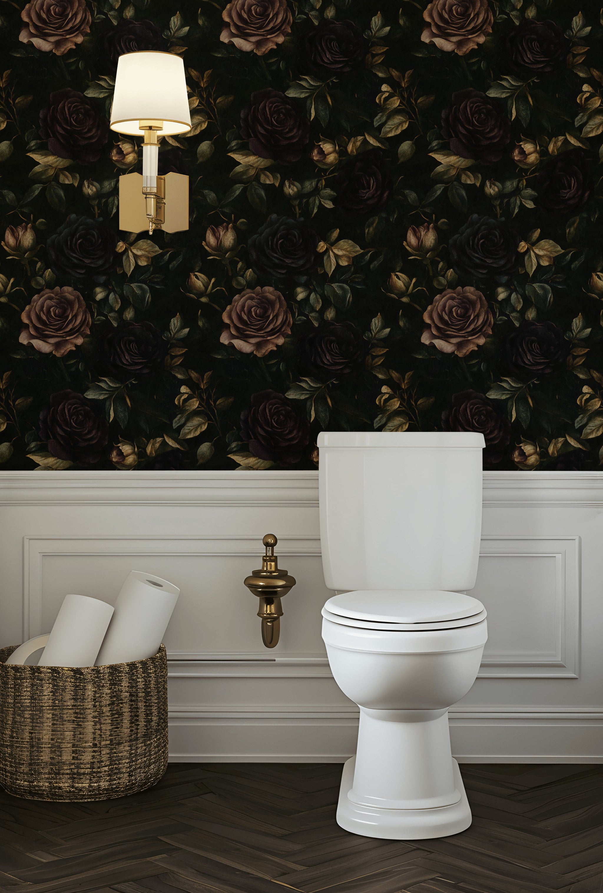 Dark Mocha Floral Rose Elegance Wallpaper