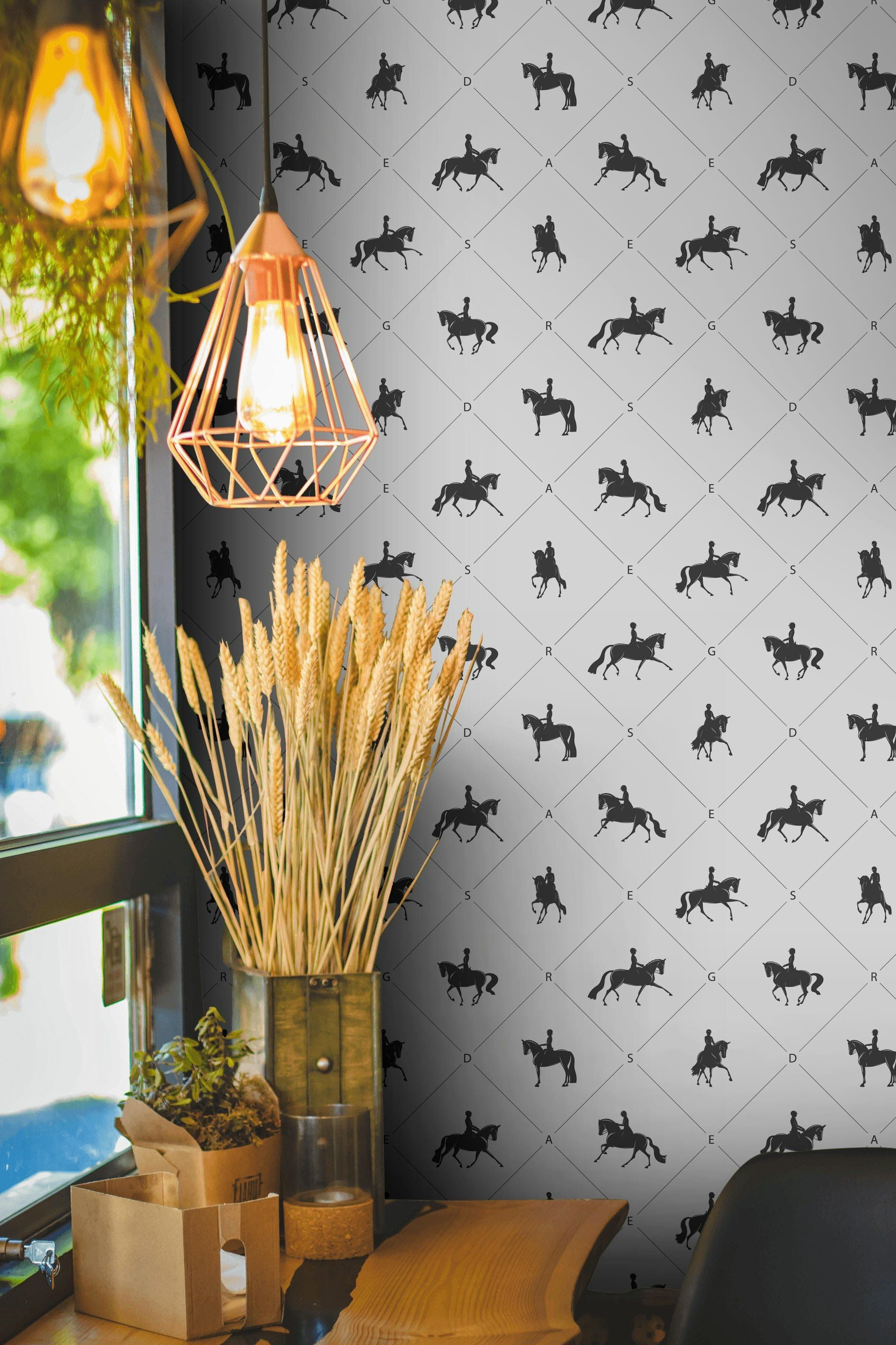 Light Gray Equestrian Silhouette Wallpaper