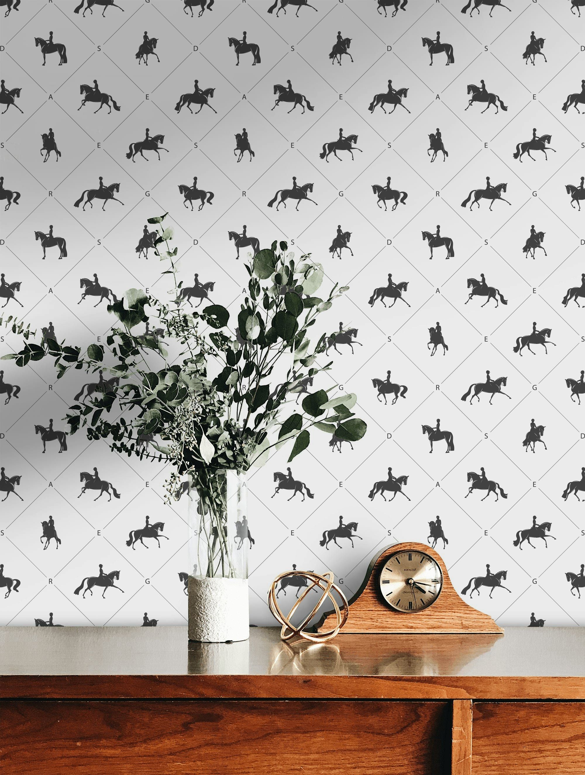 Light Gray Equestrian Silhouette Wallpaper