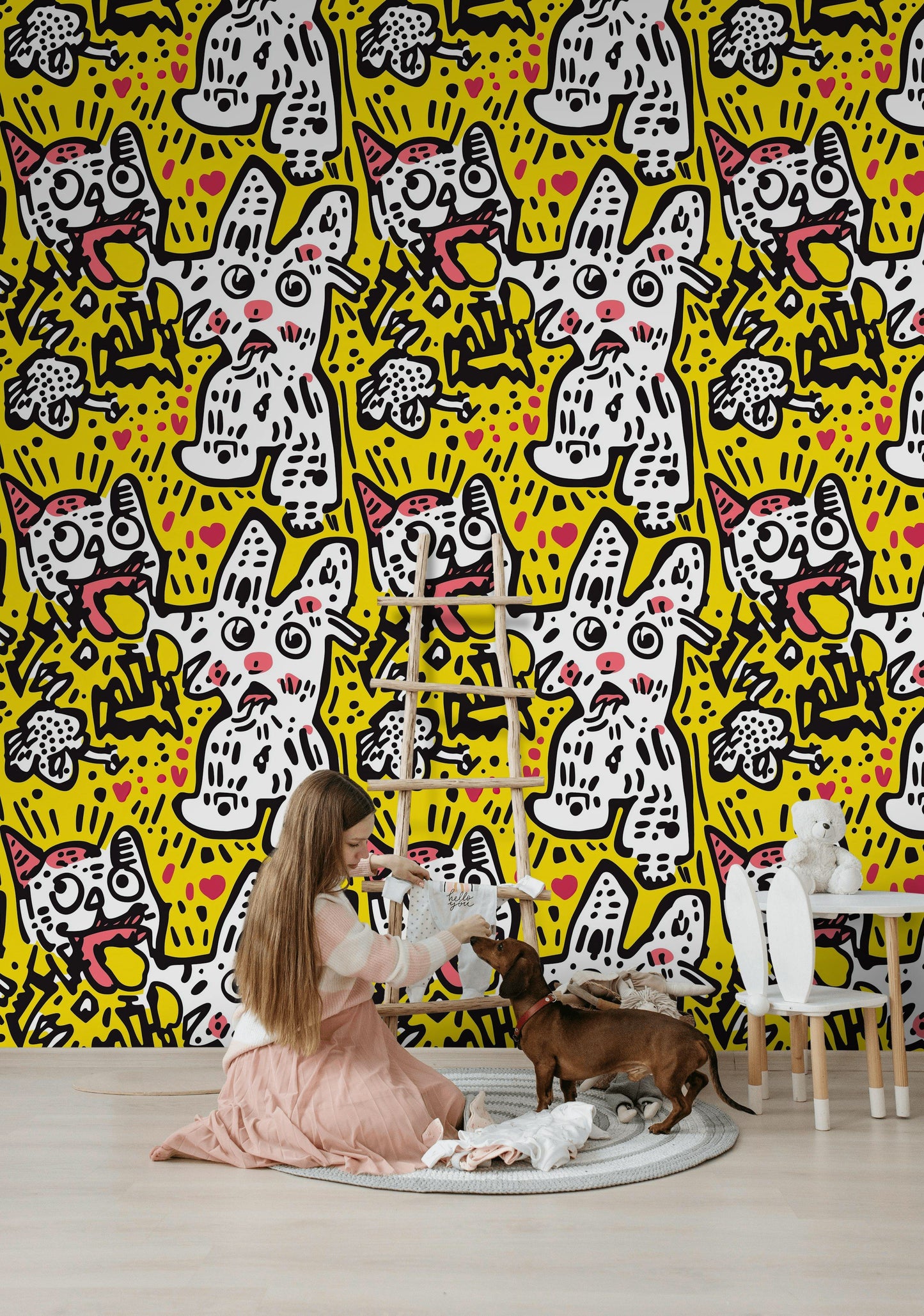Cartoon Cat Wallpaper Pop Art Mural Graphic Wall Decor