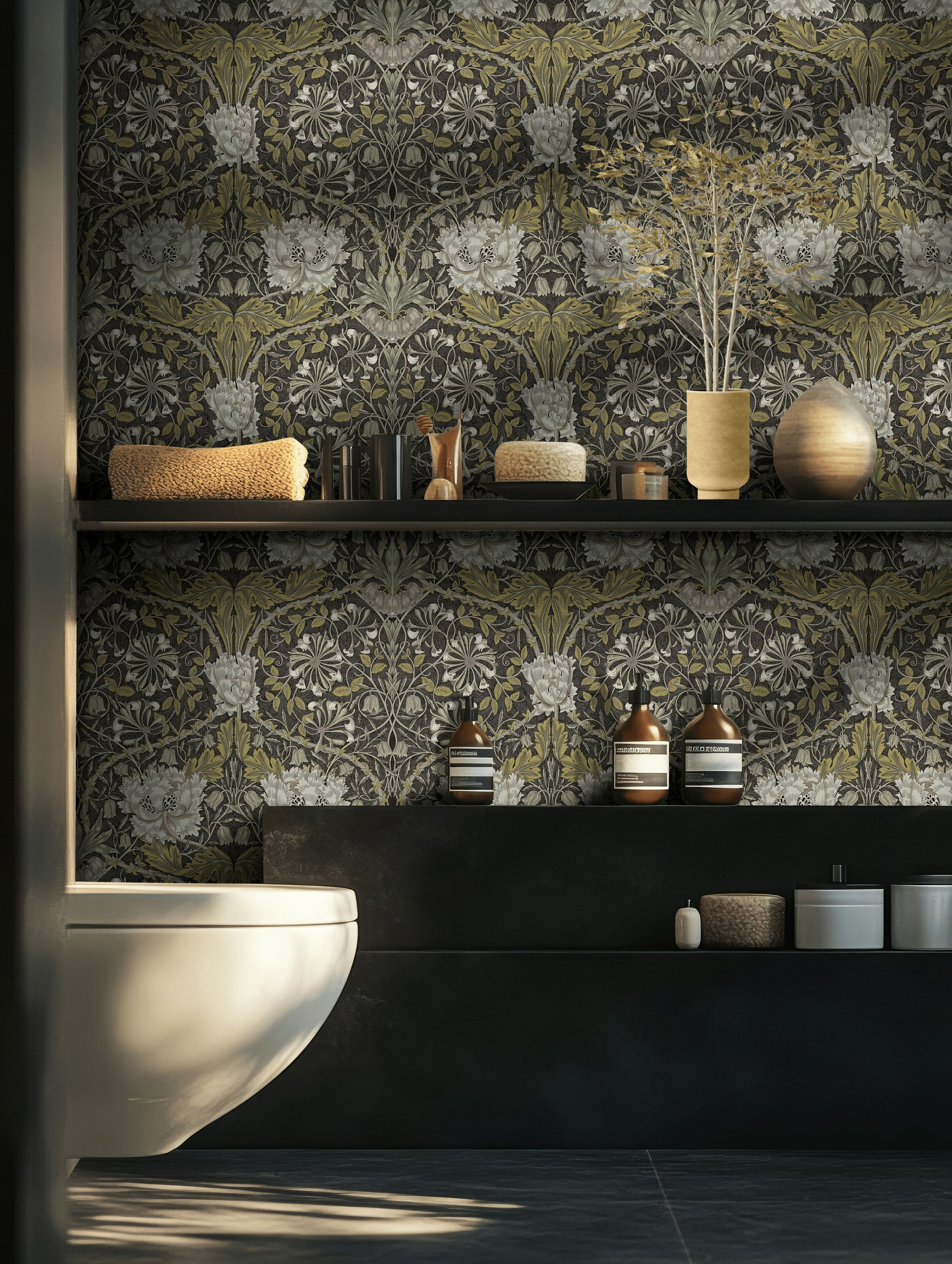 Vintage Floral Wallpaper Dark Botanical Vine Pattern Wall Mural